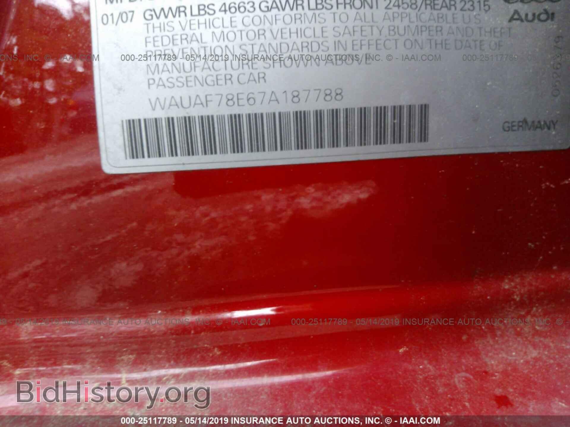 2007 AUDI A4 - VIN: WAUAF78E67A187788 - Фото 9