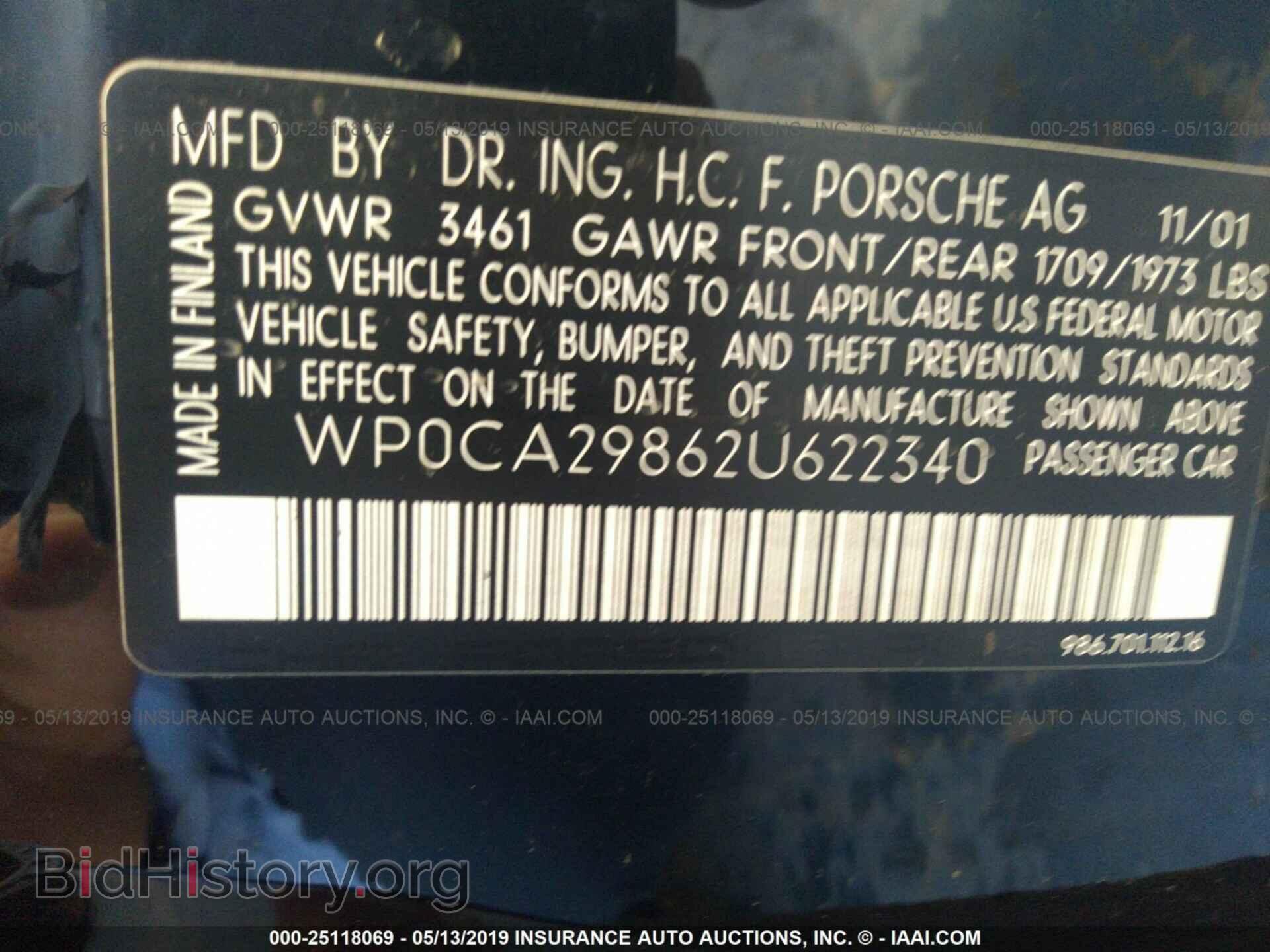 2002 PORSCHE BOXSTER - VIN: WP0CA29862U622340 - Фото 9