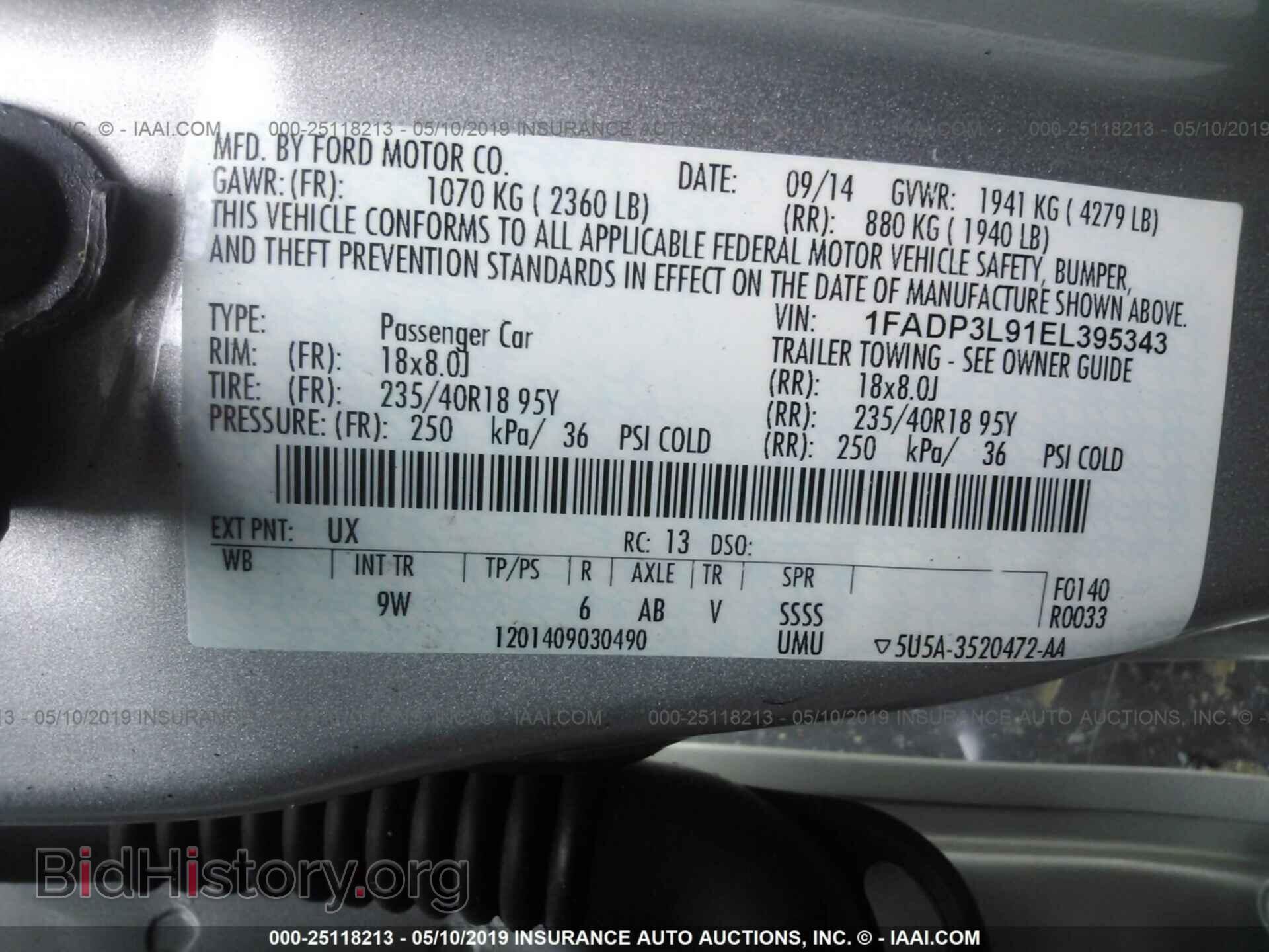 2014 FORD FOCUS - VIN: 1FADP3L91EL395343 - Photo 9