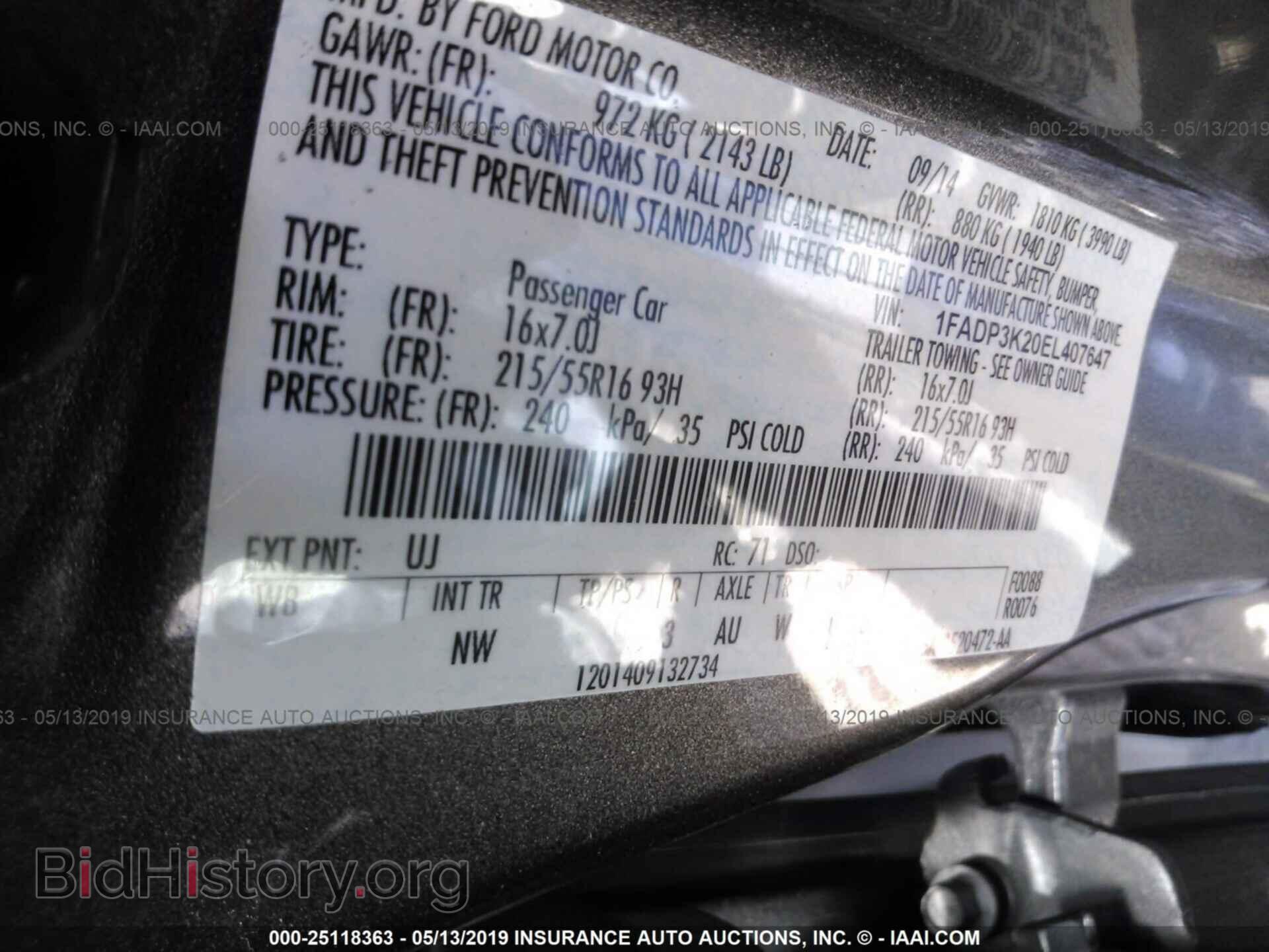 2014 FORD FOCUS - VIN: 1FADP3K20EL407647 - Фото 9