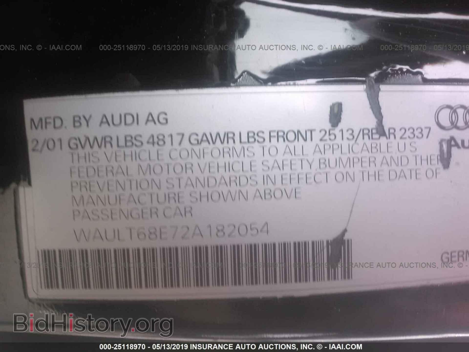 2002 AUDI A4 - VIN: WAULT68E72A182054 - Фото 9