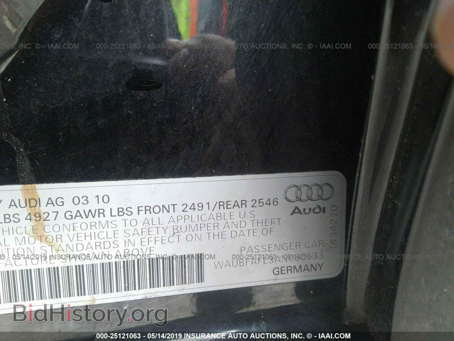 2010 AUDI A4 - VIN: WAUBFAFL3AN060533 - Фото 9