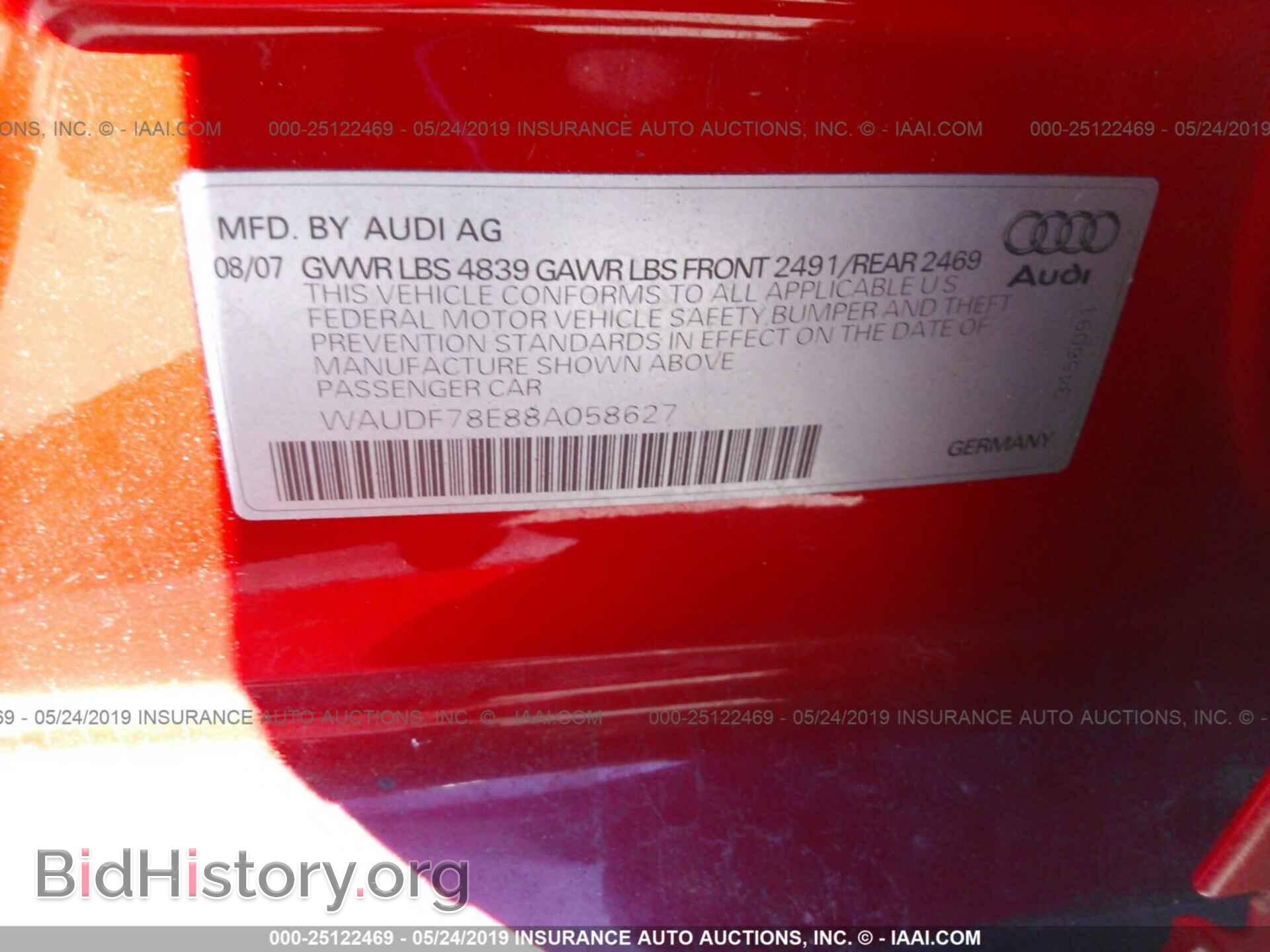 2008 AUDI A4 - VIN: WAUDF78E88A058627 - Фото 9