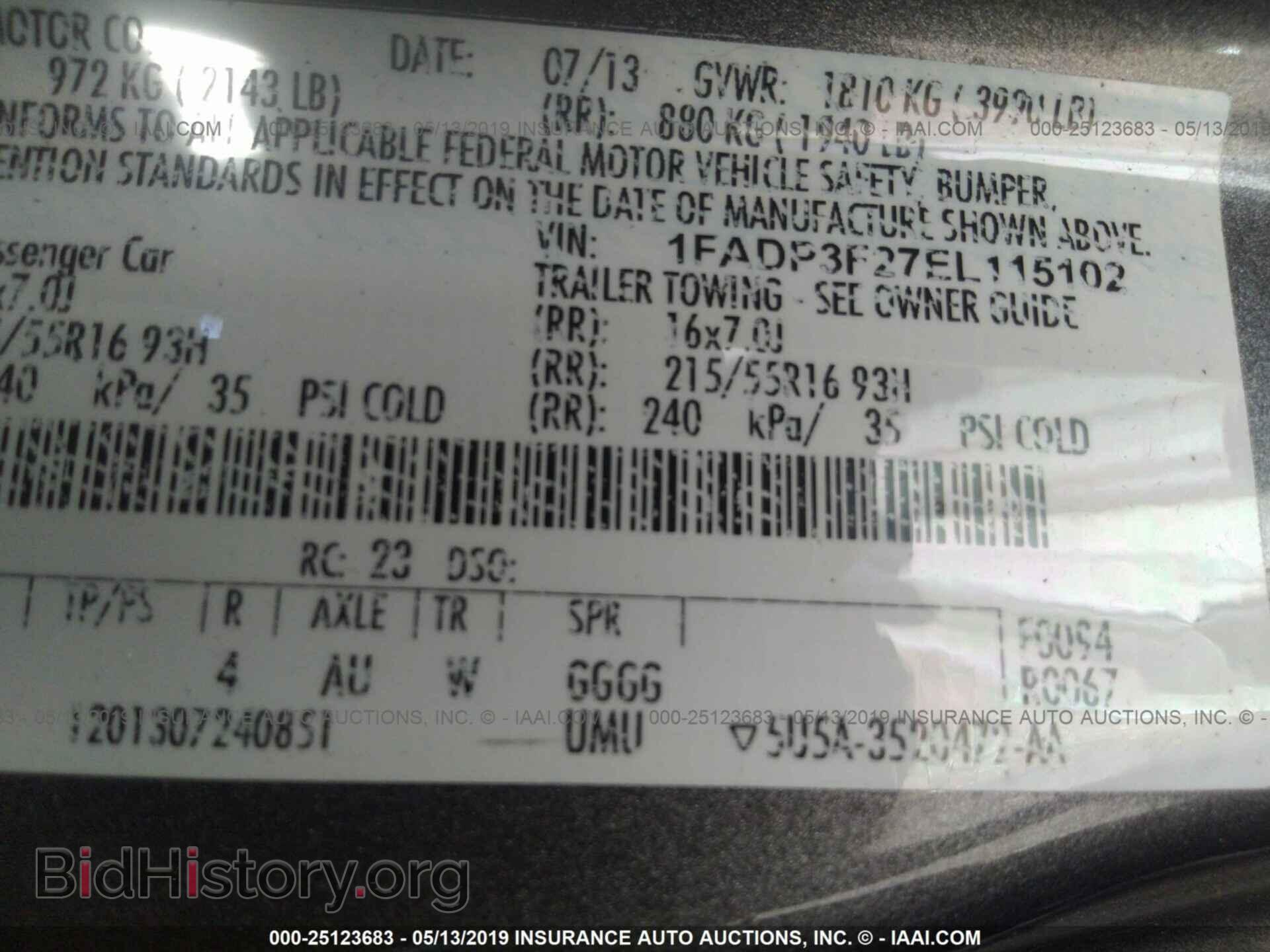 2014 FORD FOCUS - VIN: 1FADP3F27EL115102 - Фото 9
