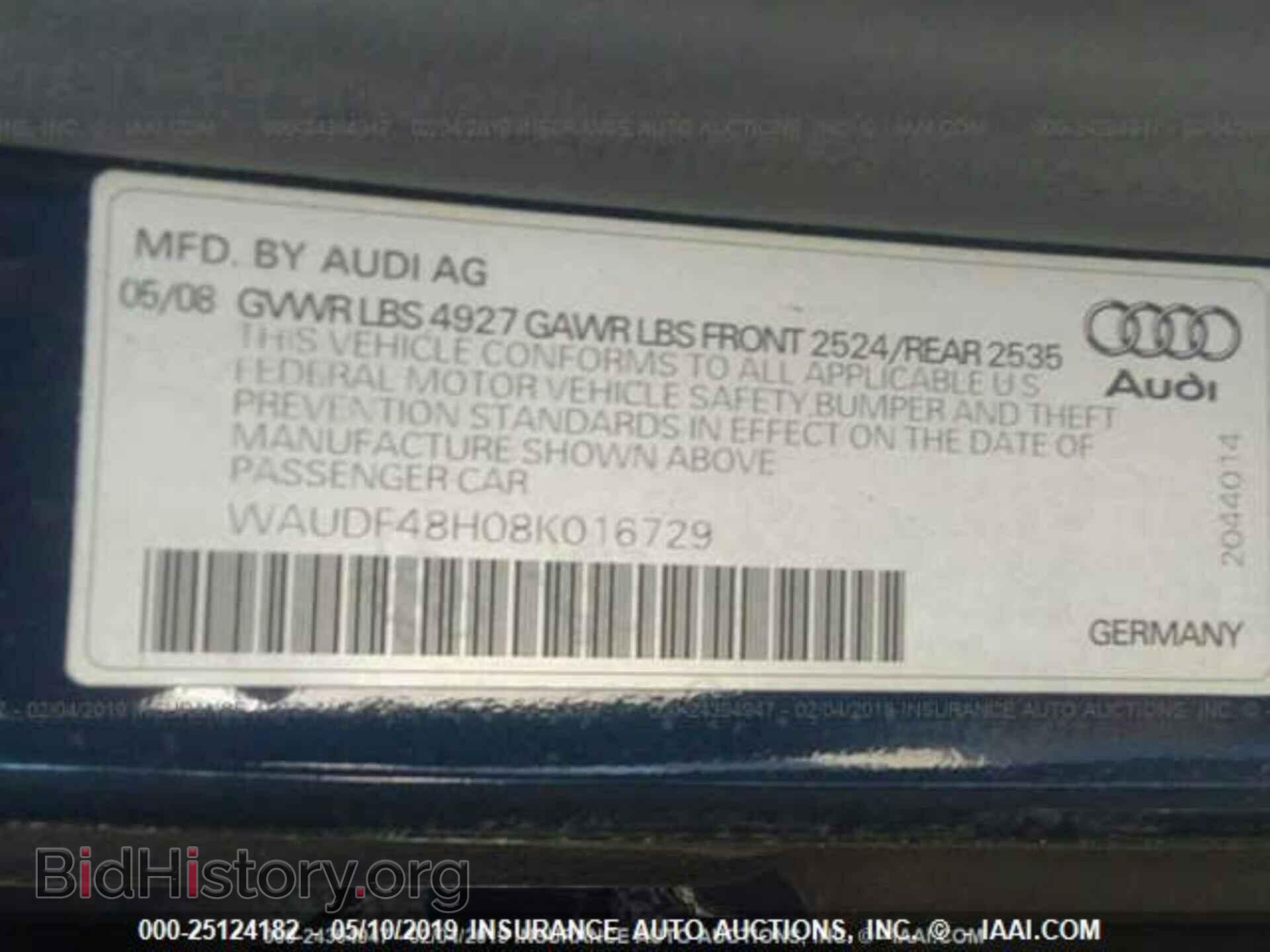 2008 AUDI A4 - VIN: WAUDF48H08K016729 - Фото 9