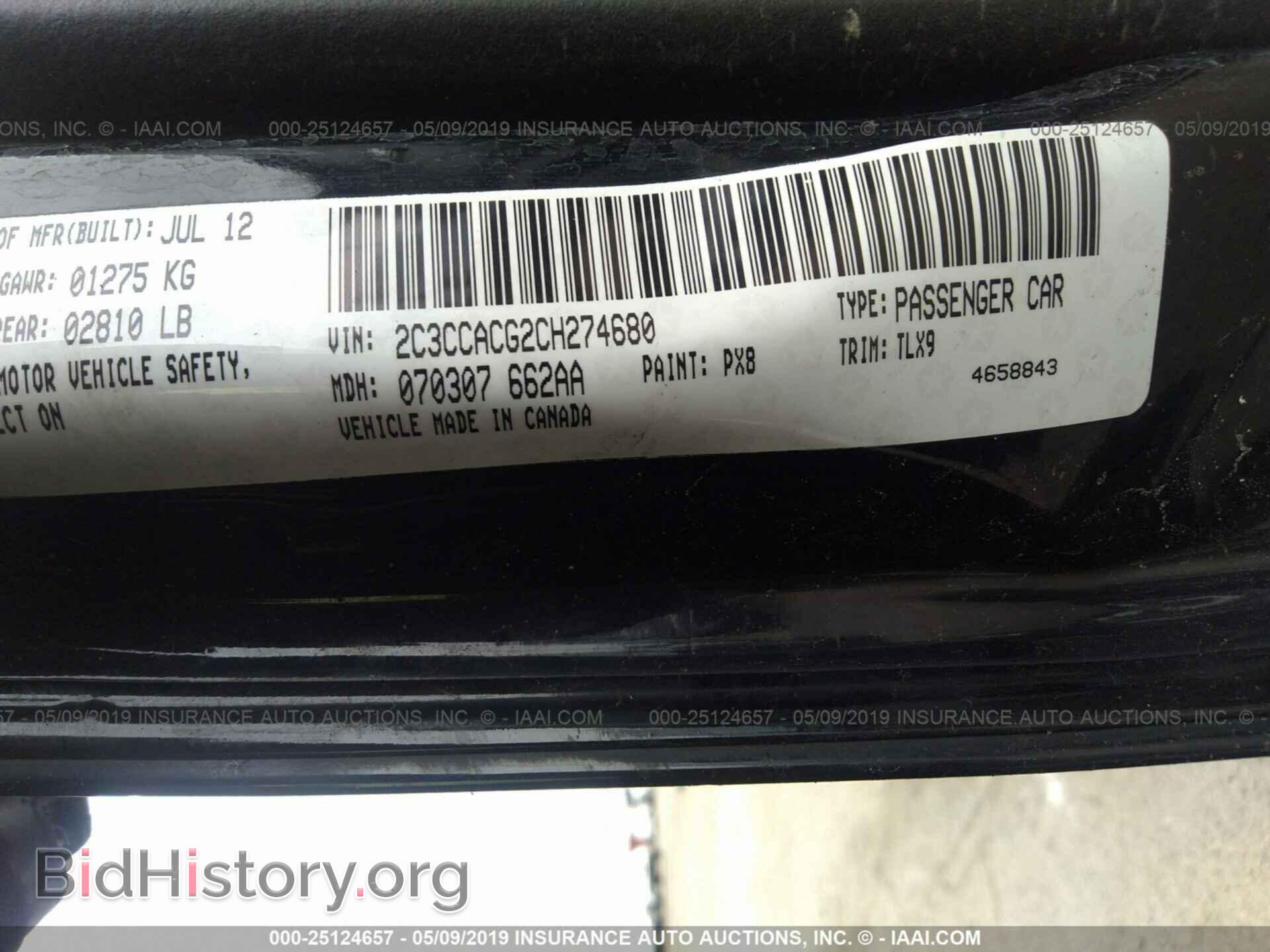 2012 CHRYSLER 300 - VIN: 2C3CCACG2CH274680 - Фото 9