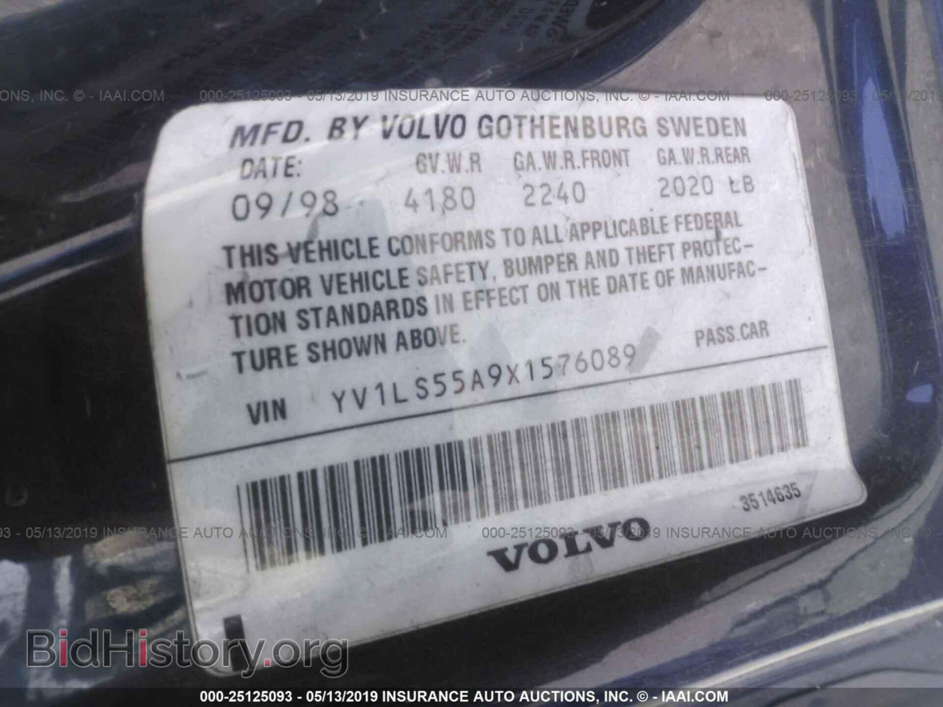 1999 VOLVO S70 - VIN: YV1LS55A9X1576089 - Фото 9