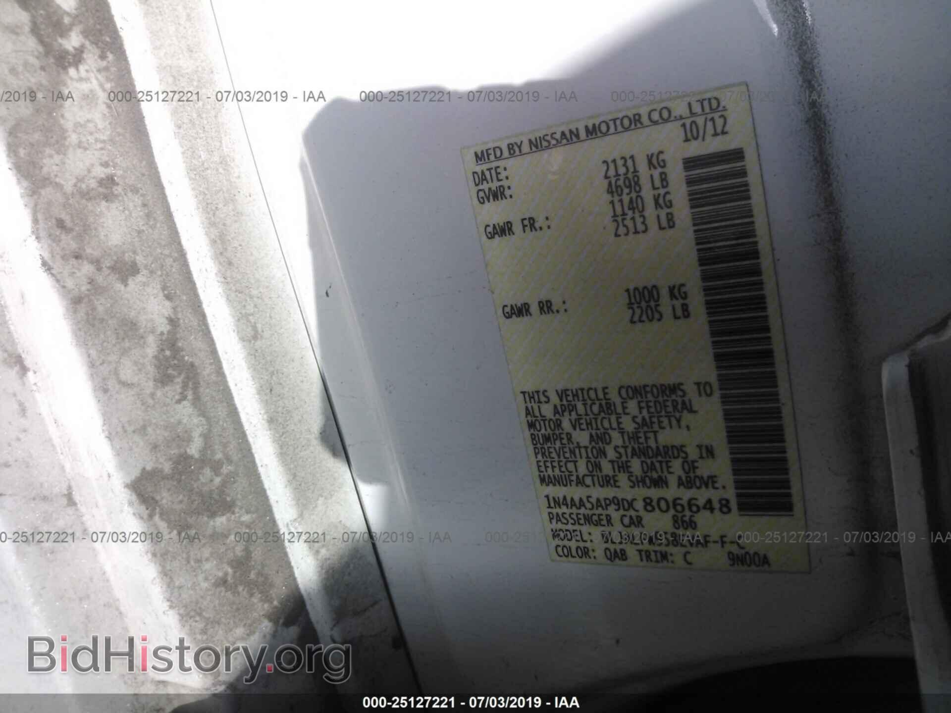 2013 NISSAN MAXIMA - VIN: 1N4AA5AP9DC806648 - Фото 9