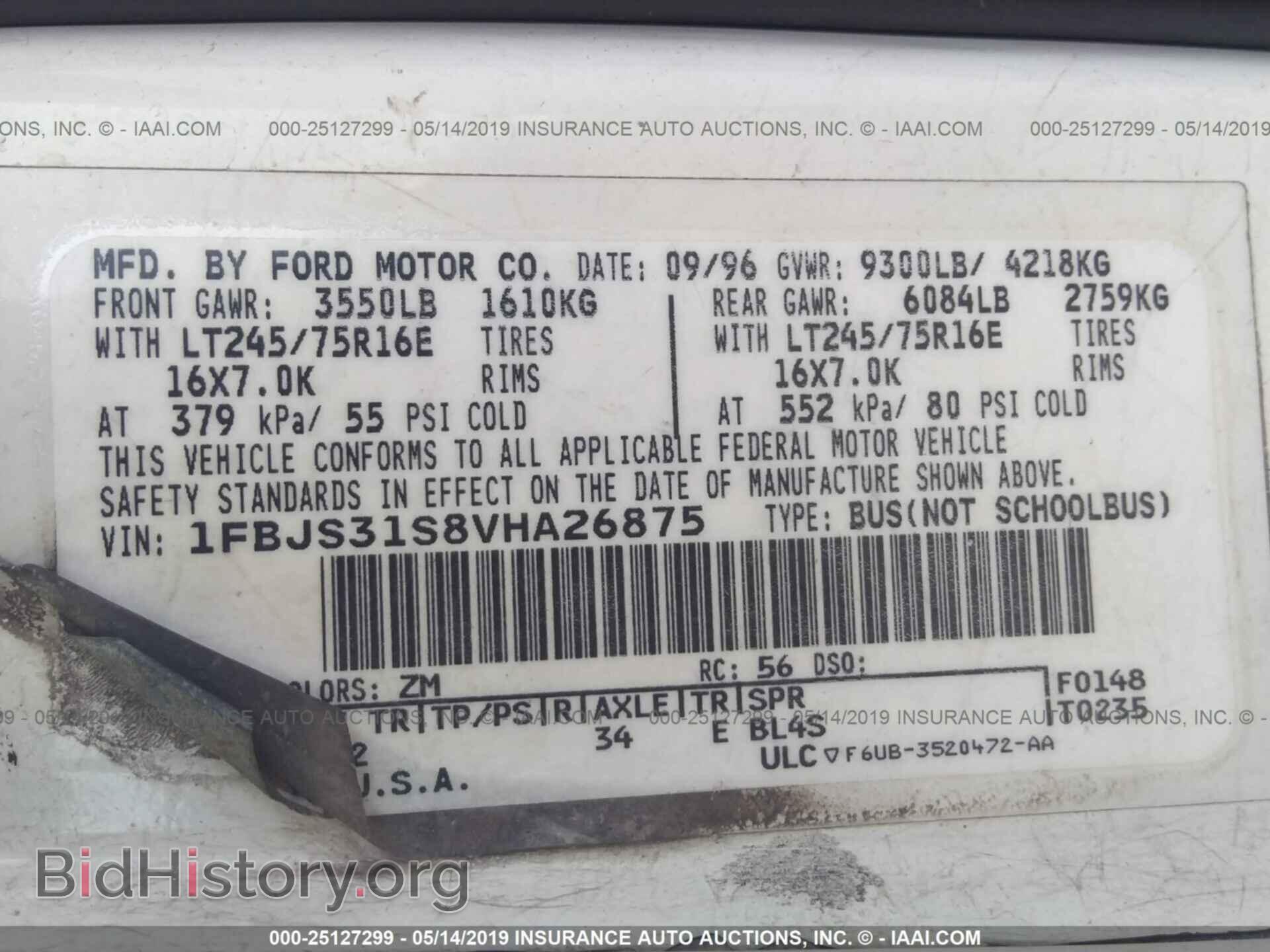 1997 FORD ECONOLINE - VIN: 1FBJS31S8VHA26875 - Фото 9