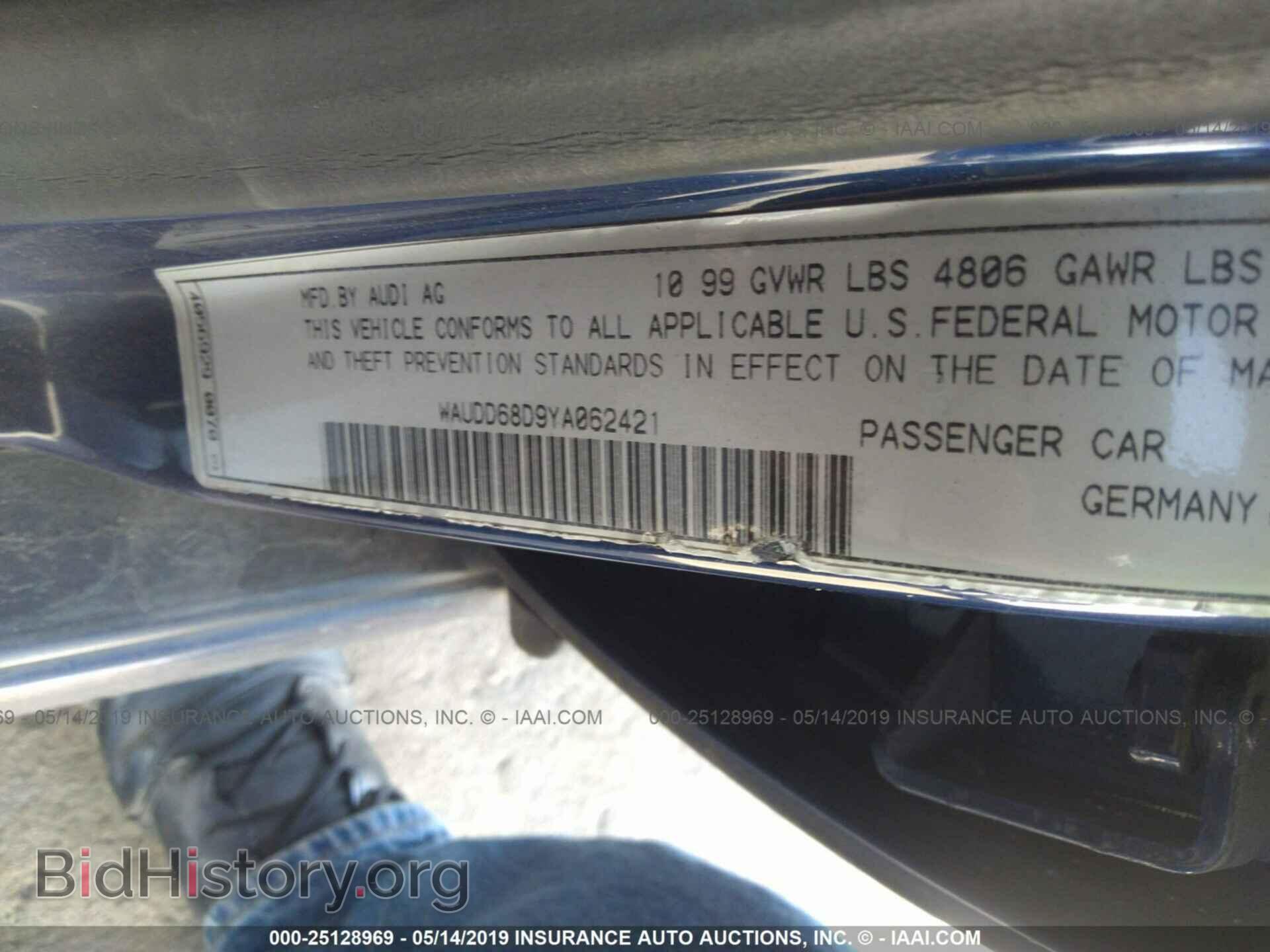 2000 AUDI S4 - VIN: WAUDD68D9YA062421 - Фото 9