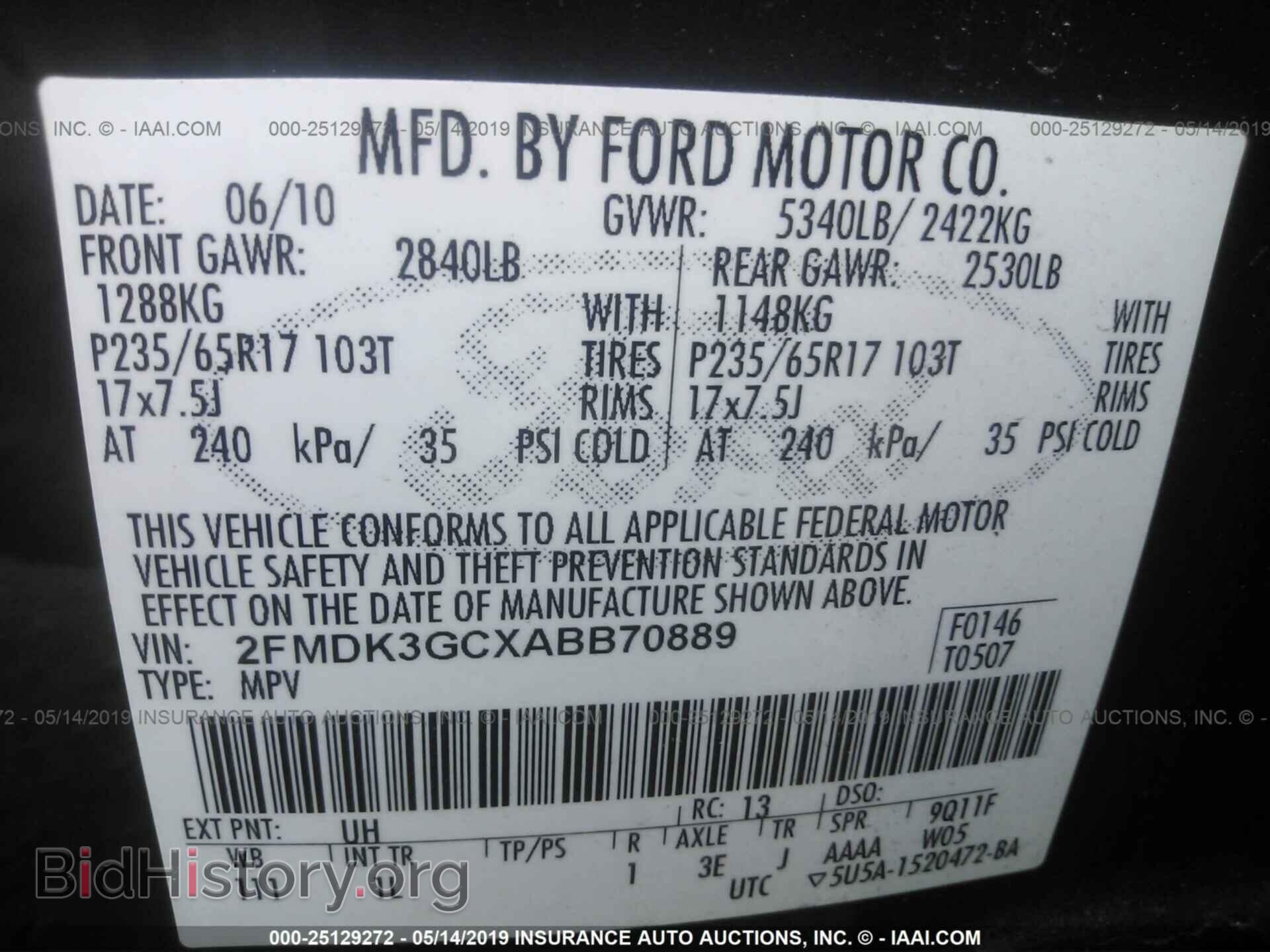 2010 FORD EDGE - VIN: 2FMDK3GCXABB70889 - Photo 9