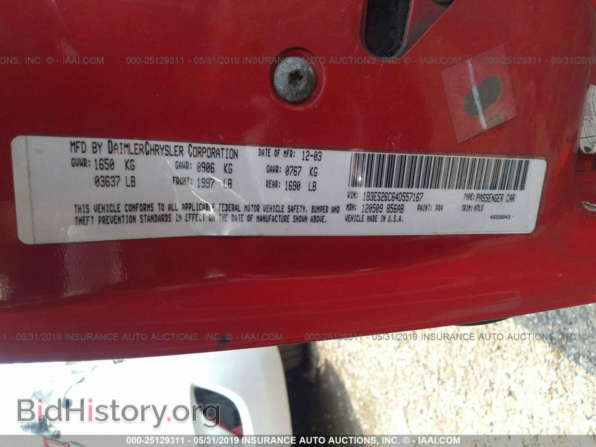 2004 DODGE NEON - VIN: 1B3ES26C64D557167 - Фото 9