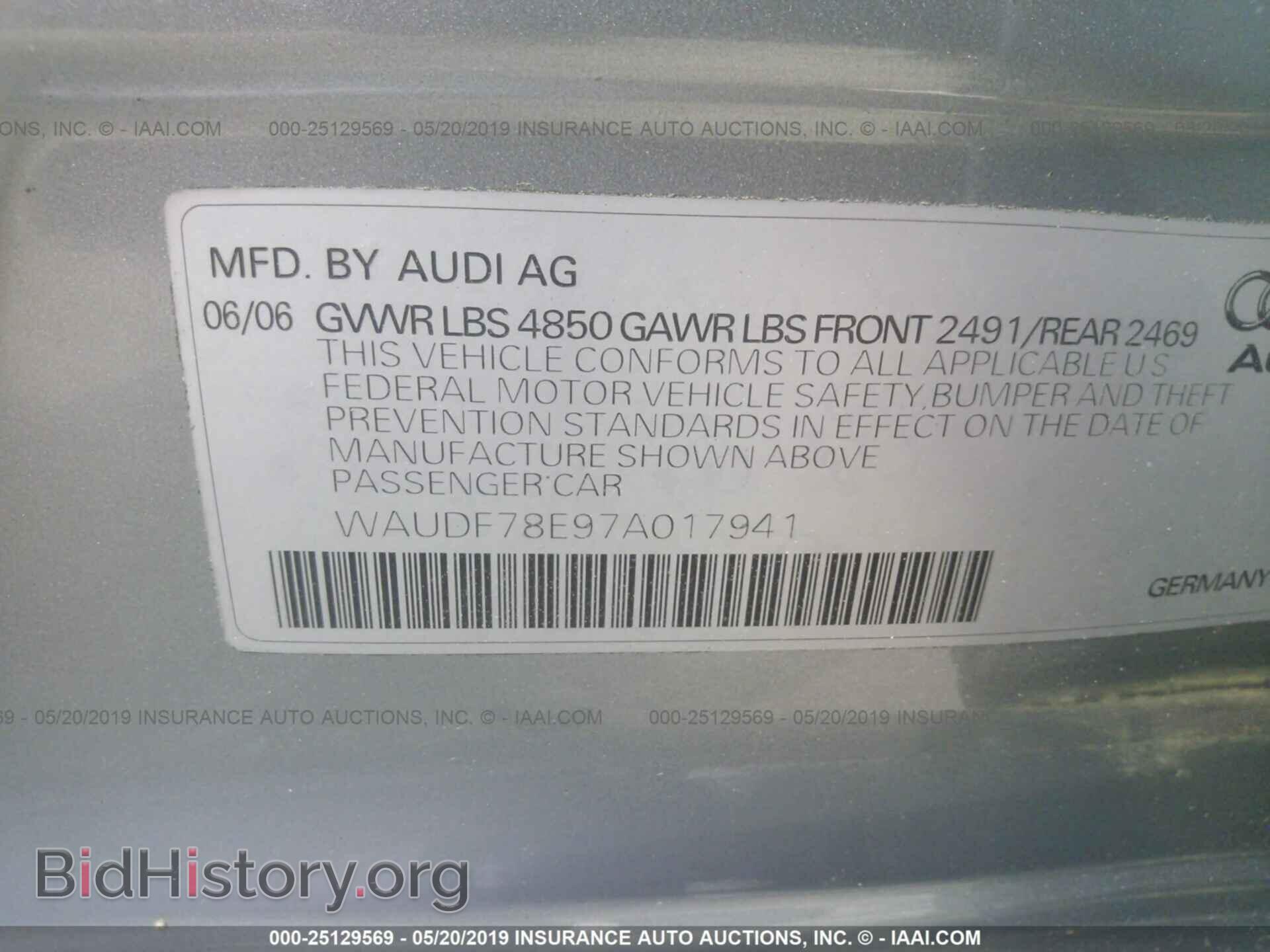 2007 AUDI A4 - VIN: WAUDF78E97A017941 - Фото 9