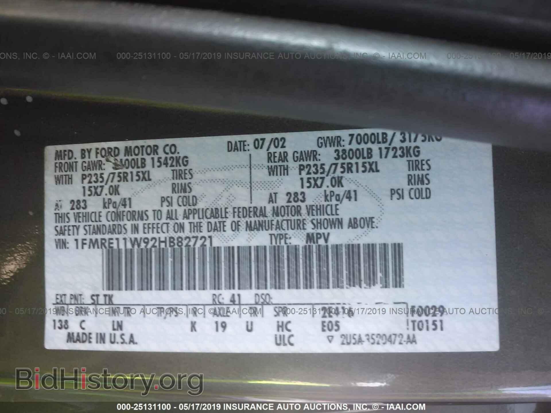 2002 FORD ECONOLINE - VIN: 1FMRE11W92HB82721 - Photo 9