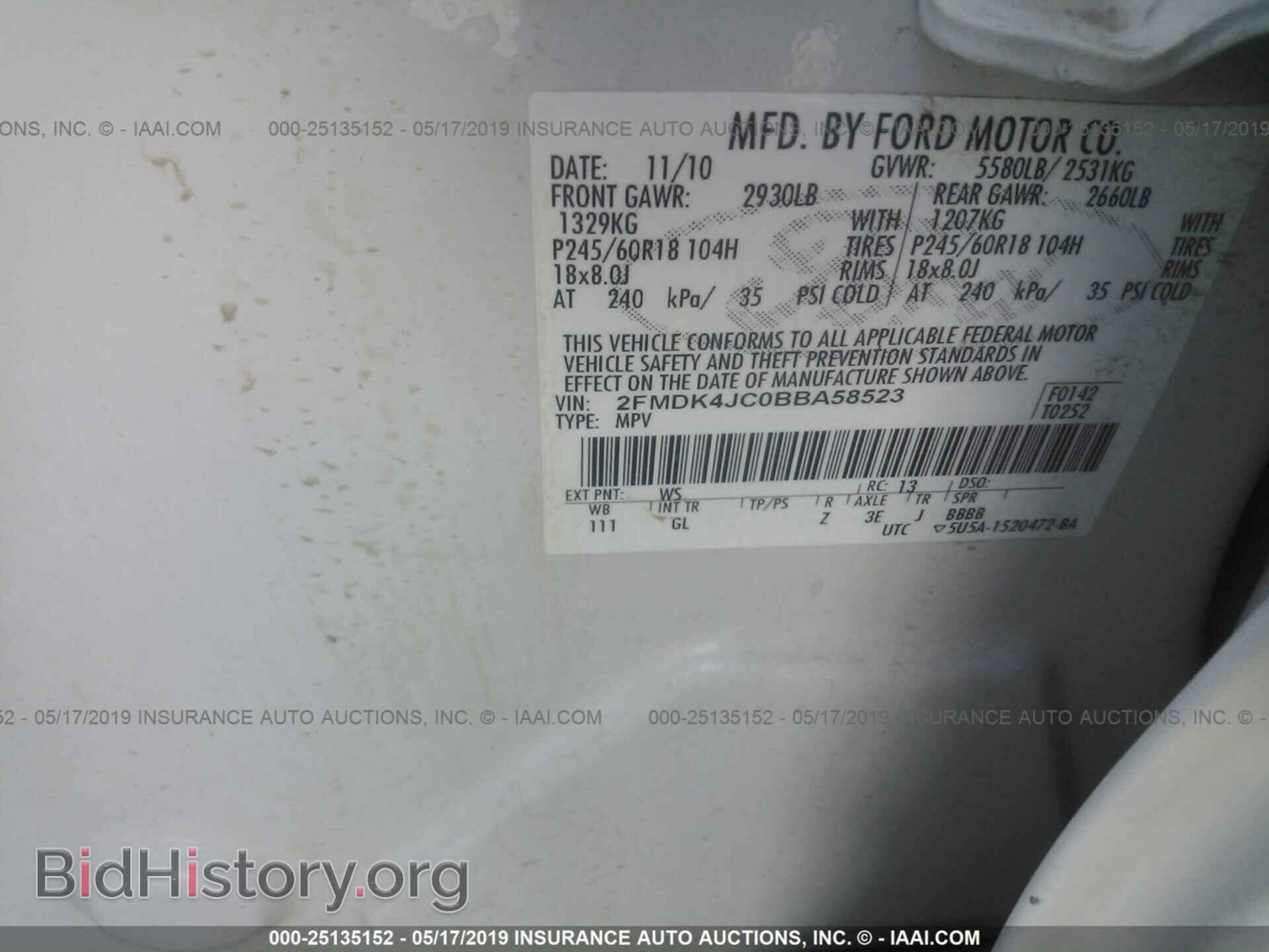 2011 FORD EDGE - VIN: 2FMDK4JC0BBA58523 - Фото 9