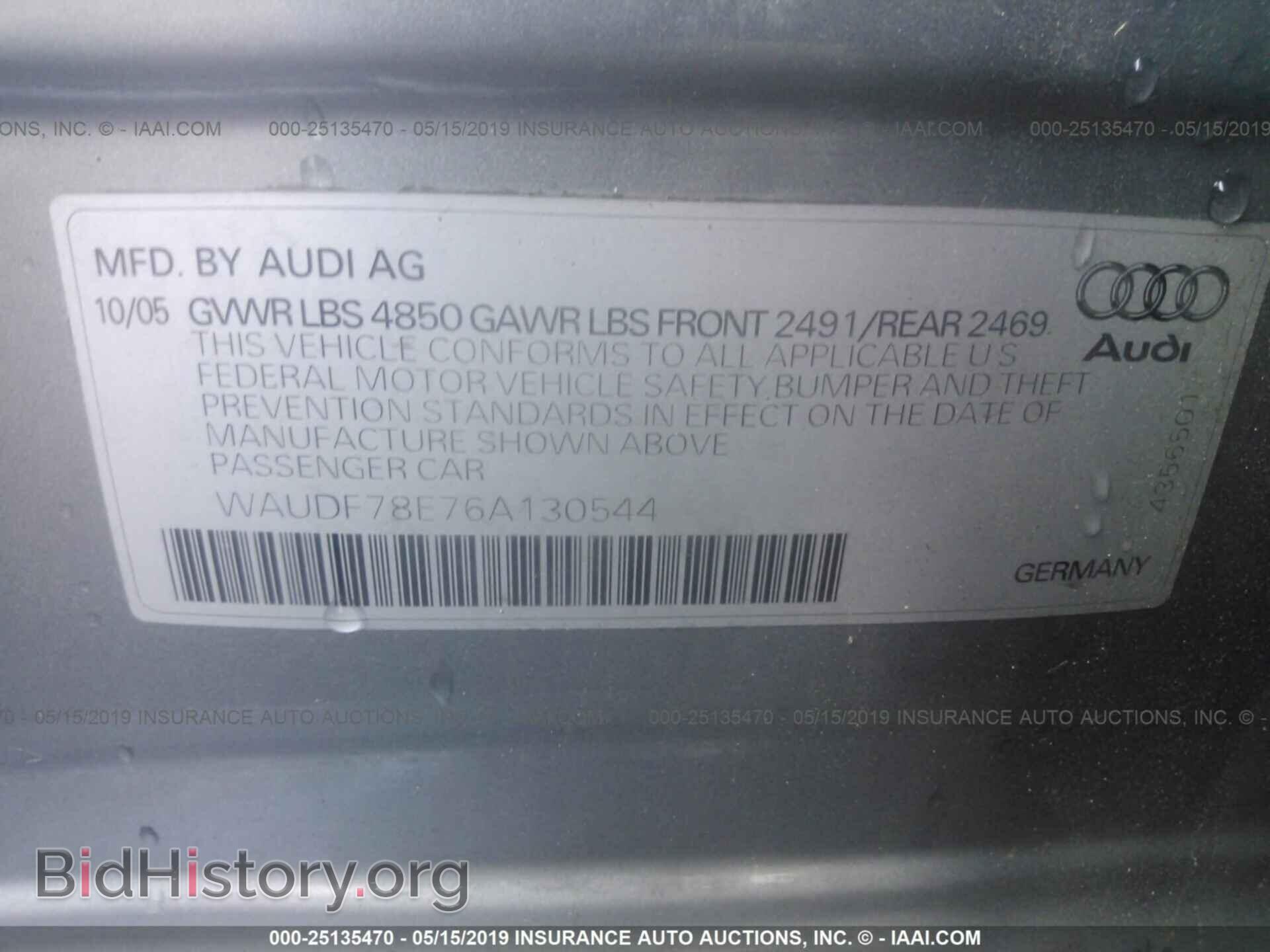2006 AUDI A4 - VIN: WAUDF78E76A130544 - Фото 9