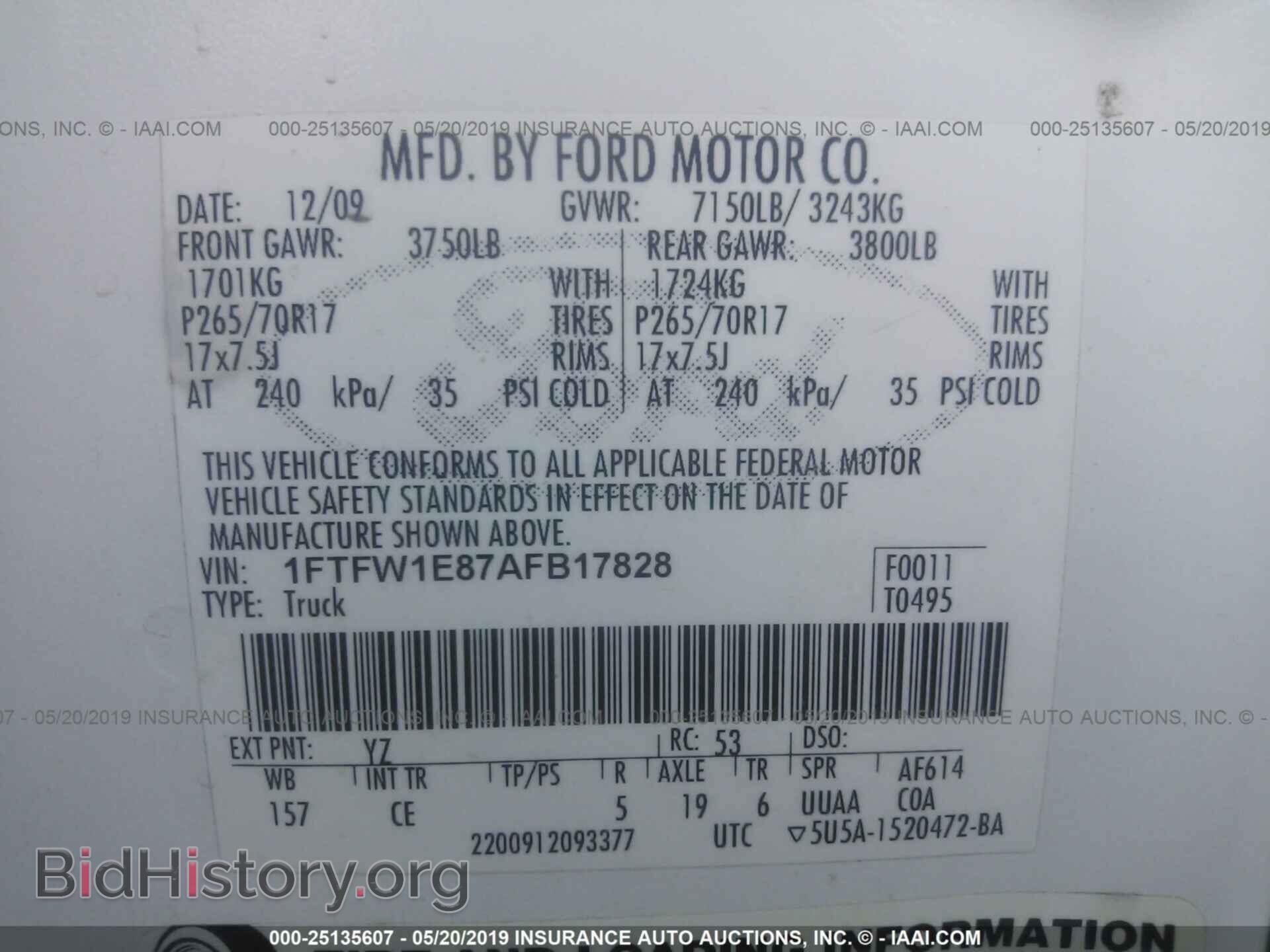 2010 FORD F150 - VIN: 1FTFW1E87AFB17828 - Фото 9