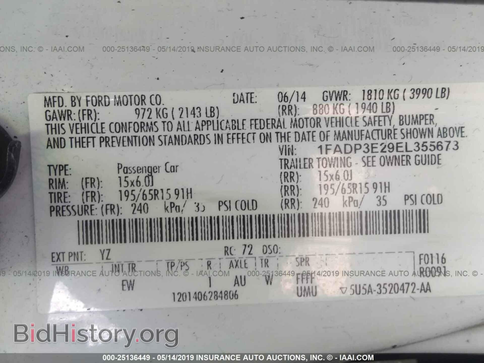 2014 FORD FOCUS - VIN: 1FADP3E29EL355673 - Фото 9