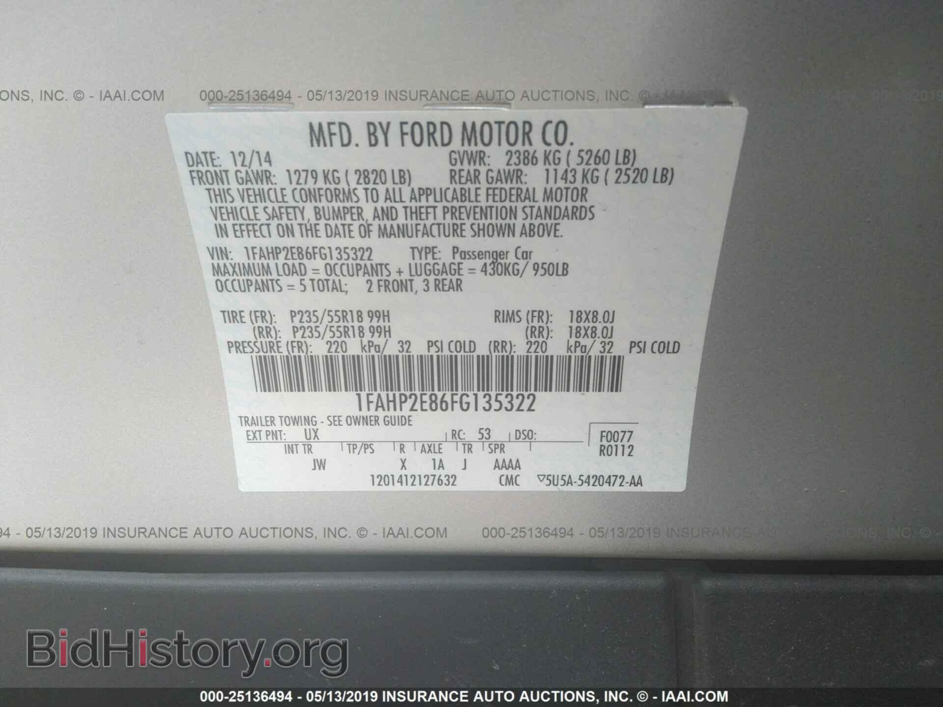2015 FORD TAURUS - VIN: 1FAHP2E86FG135322 - Фото 9