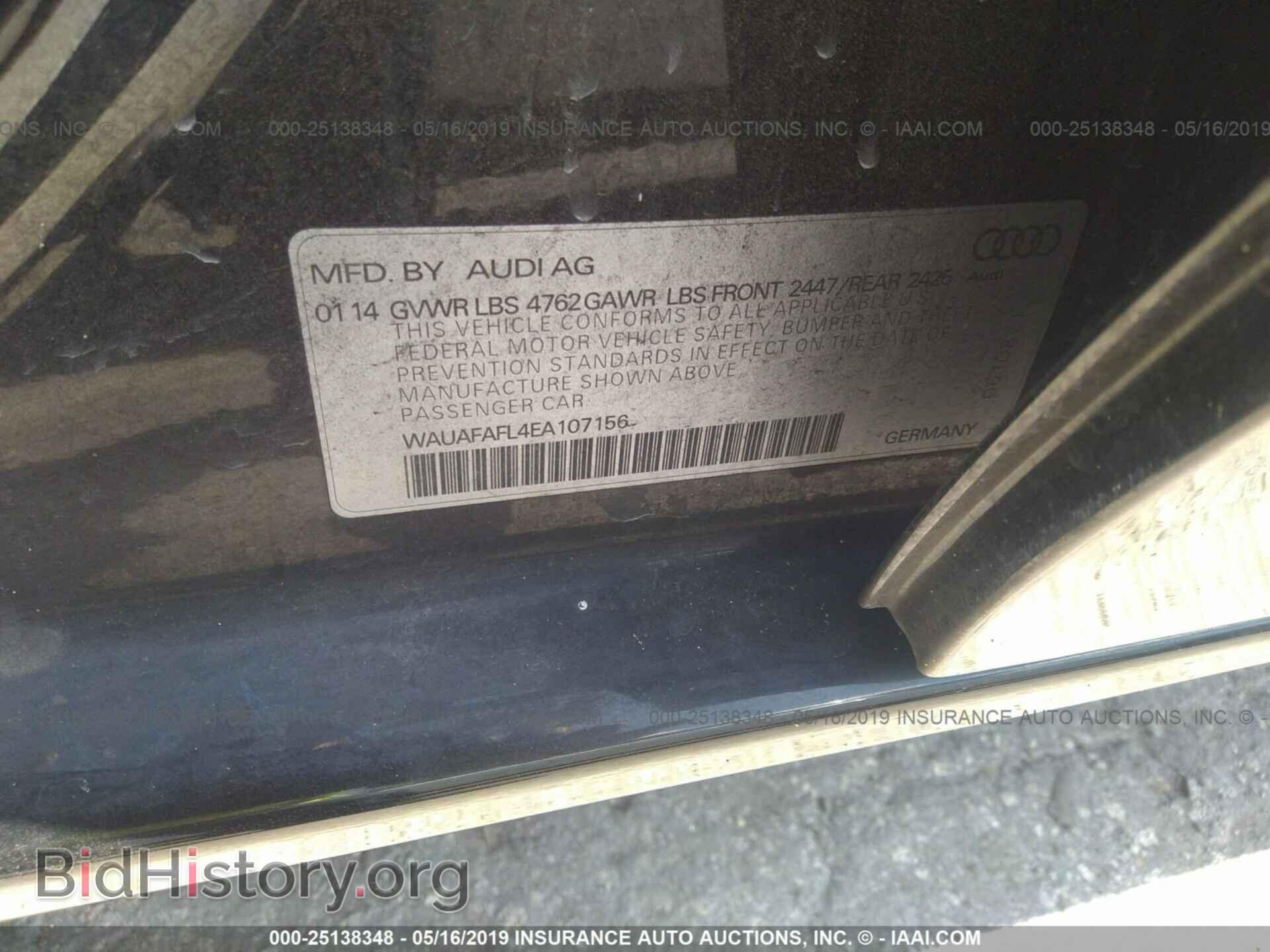 2014 AUDI A4 - VIN: WAUAFAFL4EA107156 - Фото 9
