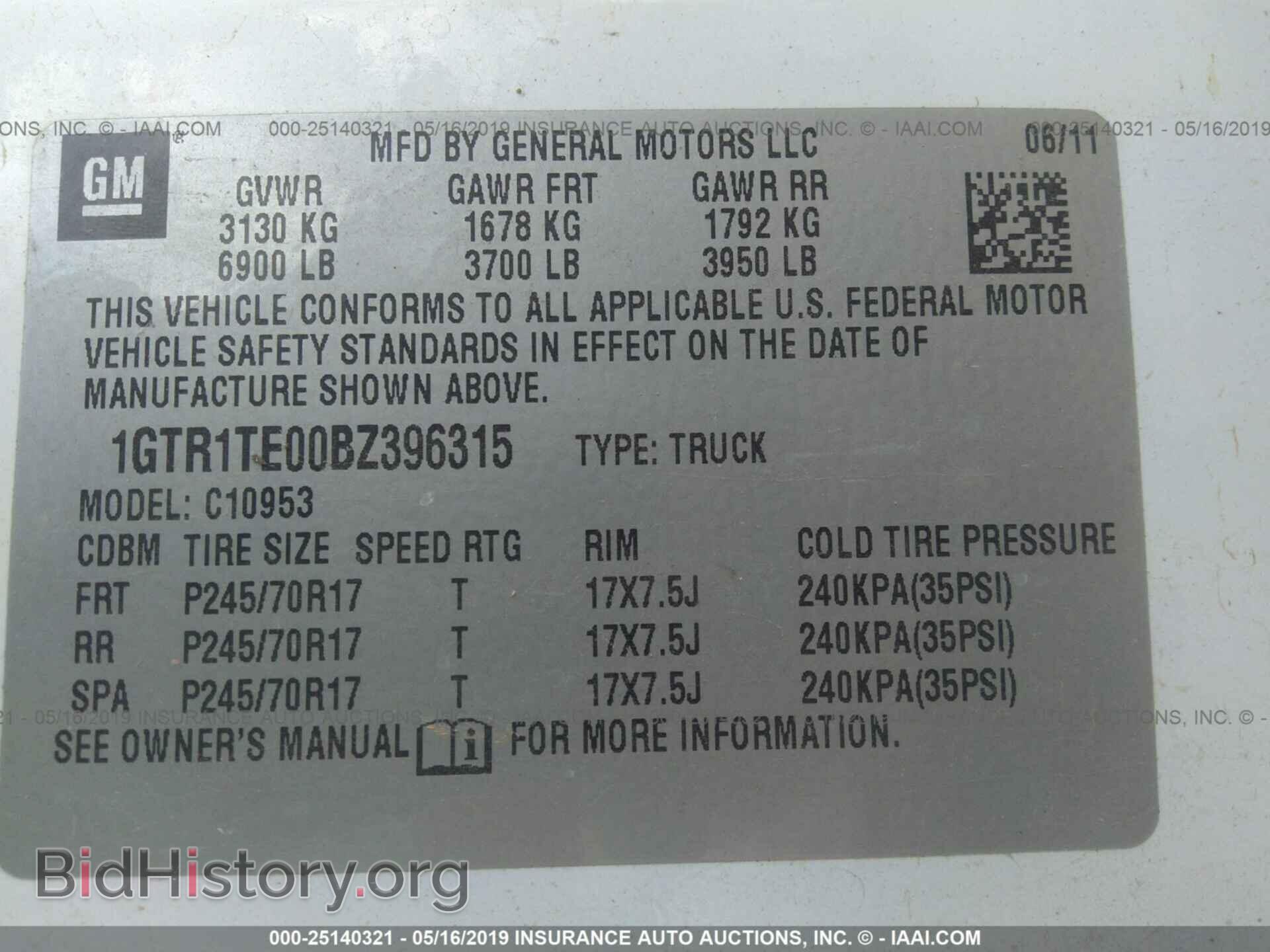 2011 GMC SIERRA - VIN: 1GTR1TE00BZ396315 - Фото 9