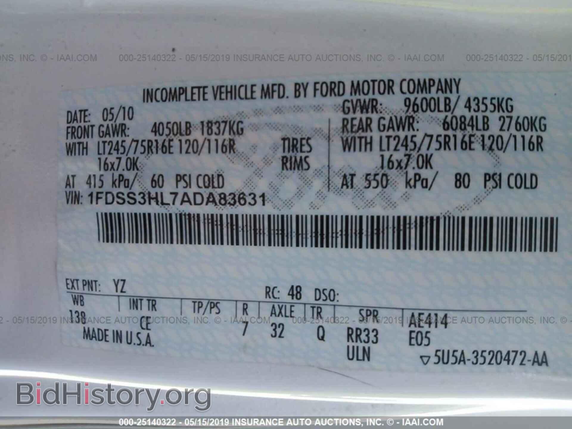 2010 FORD ECONOLINE - VIN: 1FDSS3HL7ADA83631 - Фото 9