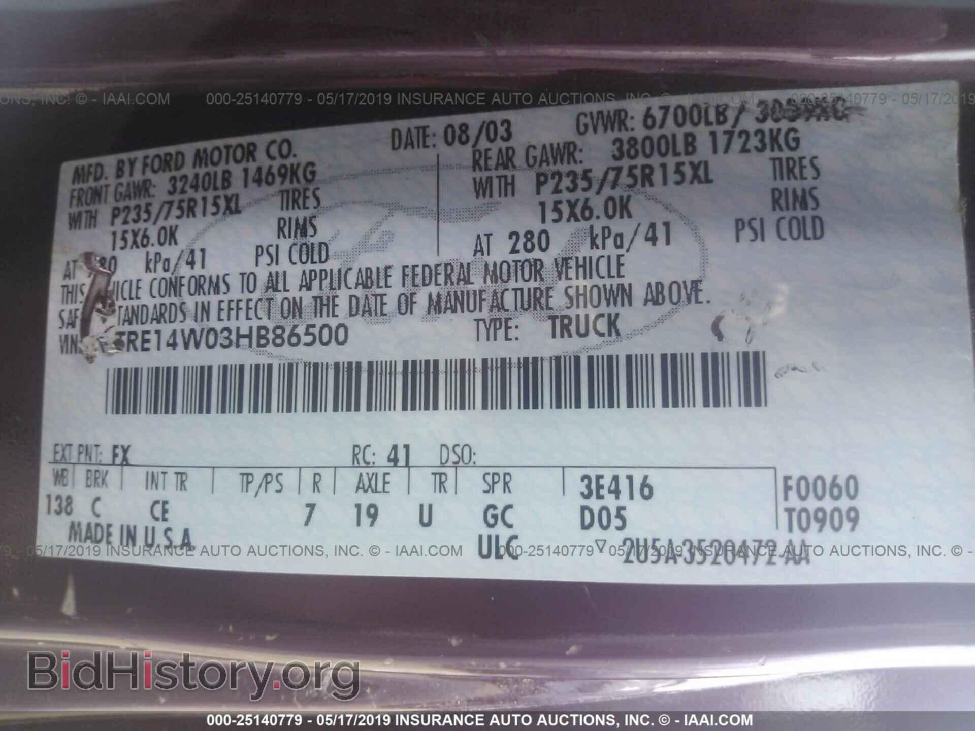 2003 FORD ECONOLINE - VIN: 1FTRE14W03HB86500 - Фото 9