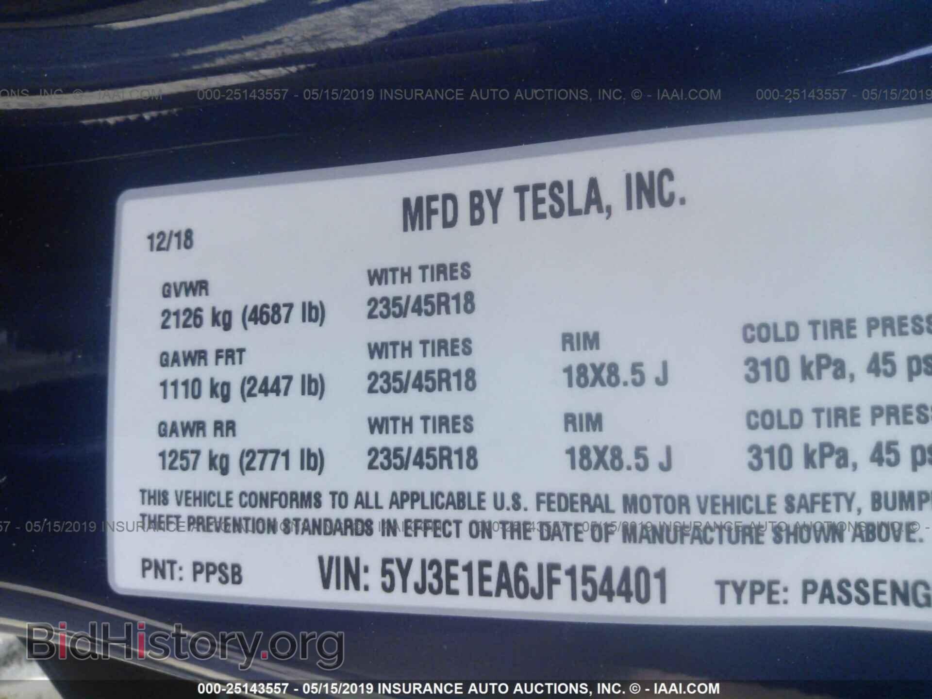 2018 TESLA MODEL 3 - VIN: 5YJ3E1EA6JF154401 - Photo 9