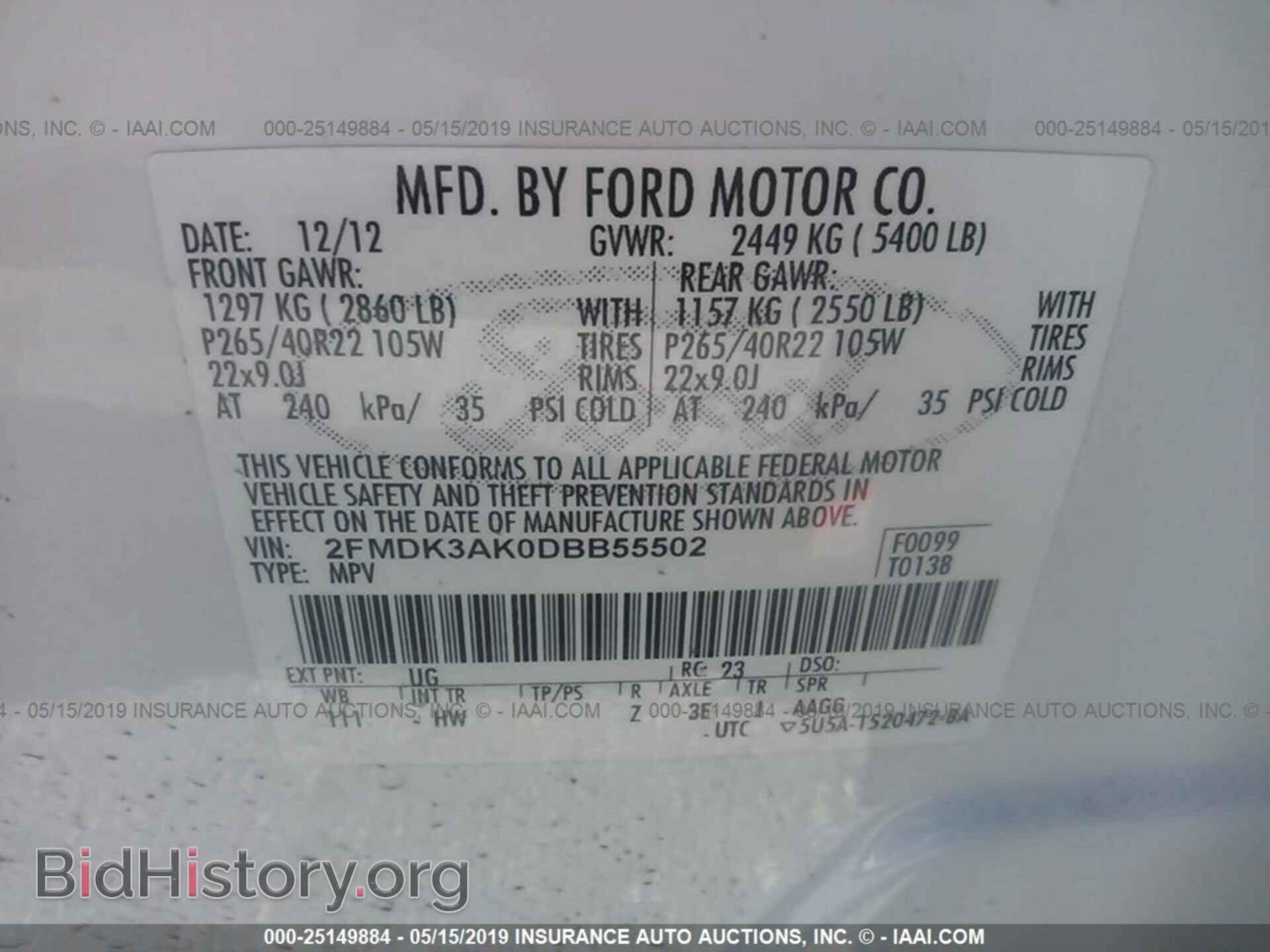 2013 FORD EDGE - VIN: 2FMDK3AK0DBB55502 - Фото 9