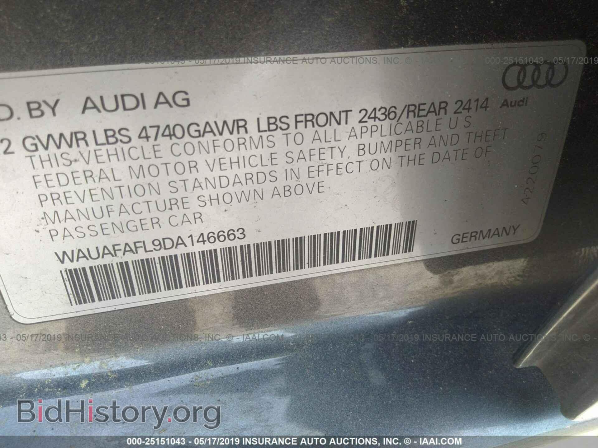 2013 AUDI A4 - VIN: WAUAFAFL9DA146663 - Фото 9