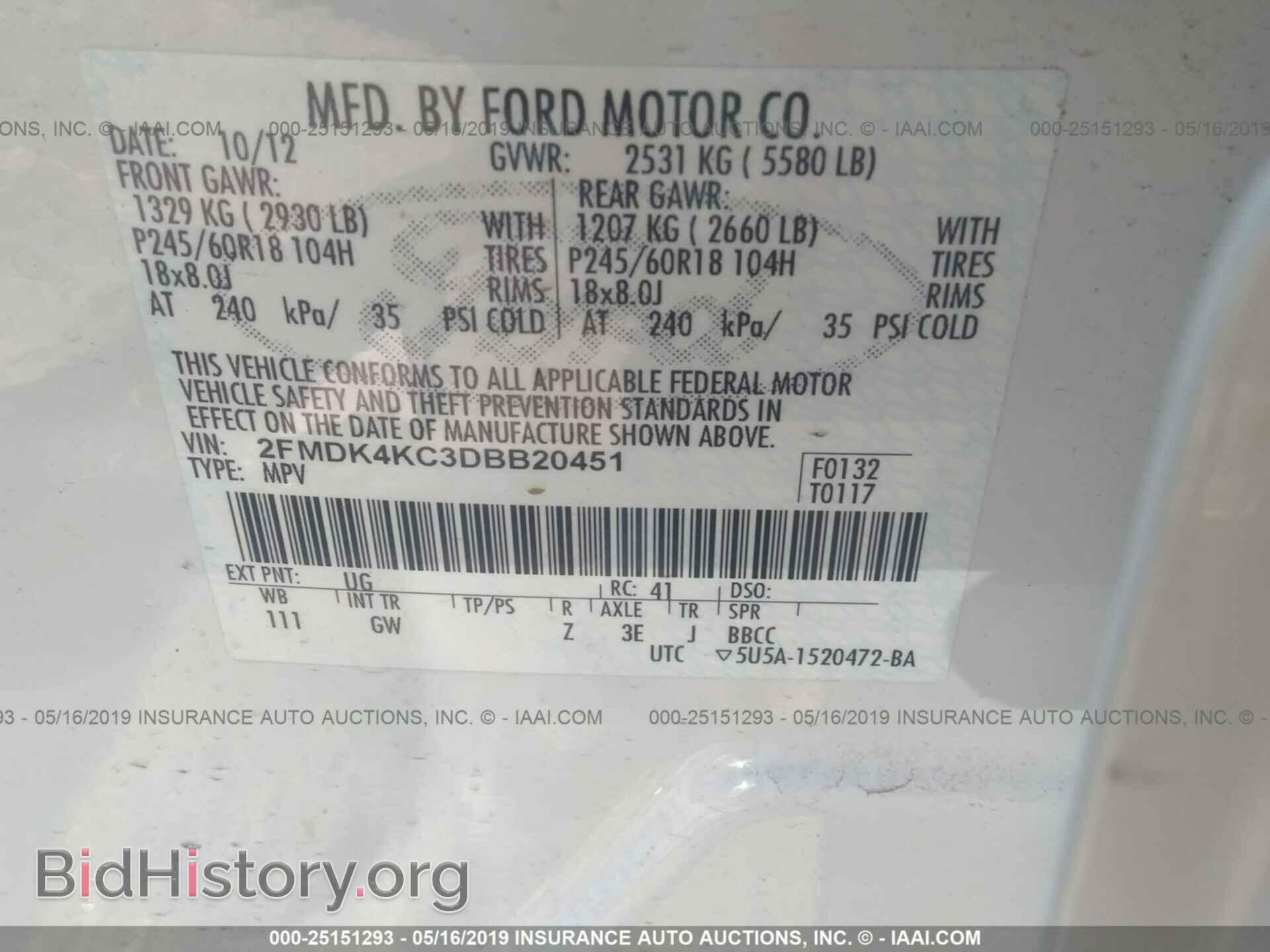 2013 FORD EDGE - VIN: 2FMDK4KC3DBB20451 - Фото 9