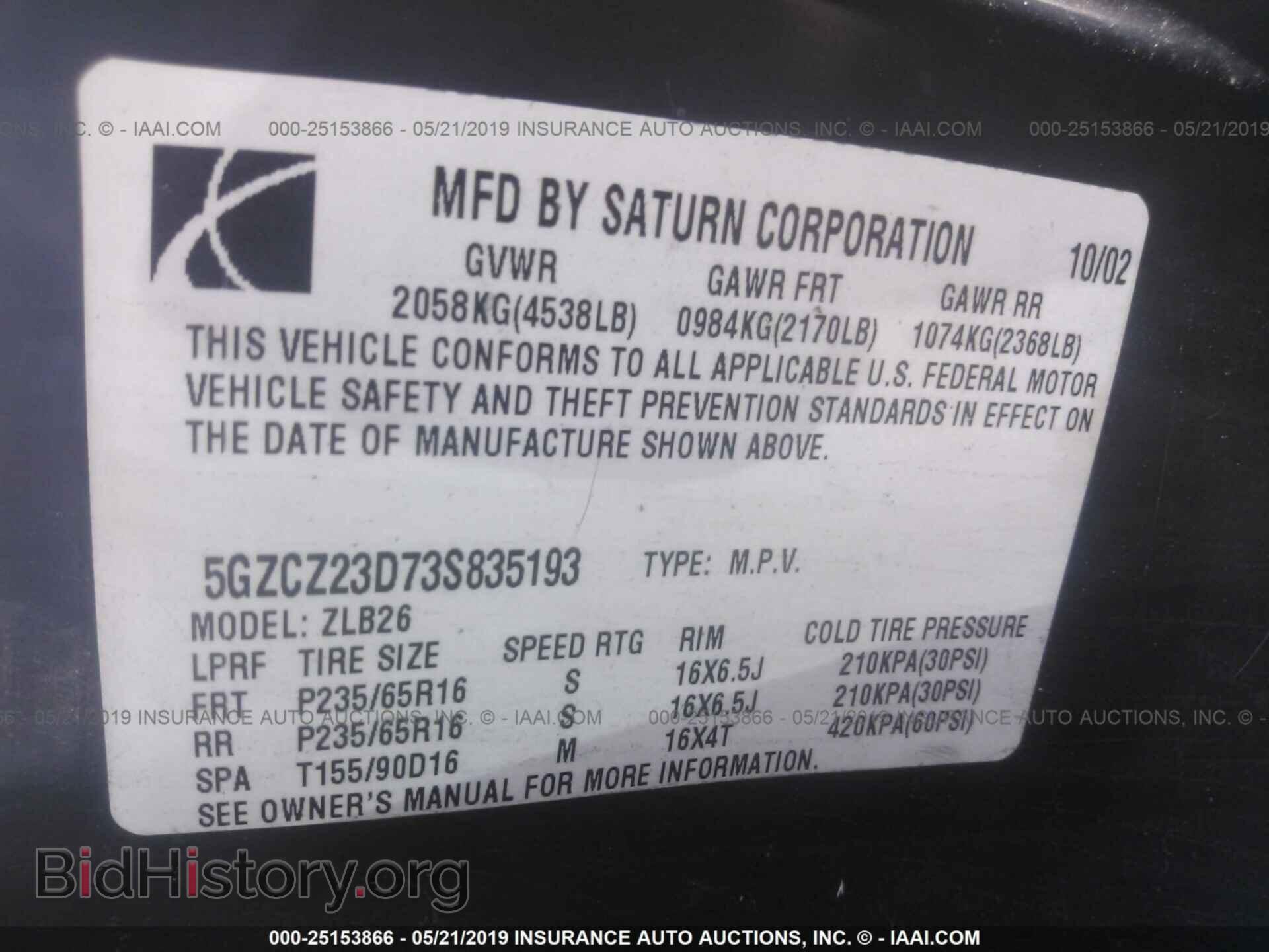2003 SATURN VUE - VIN: 5GZCZ23D73S835193 - Фото 9