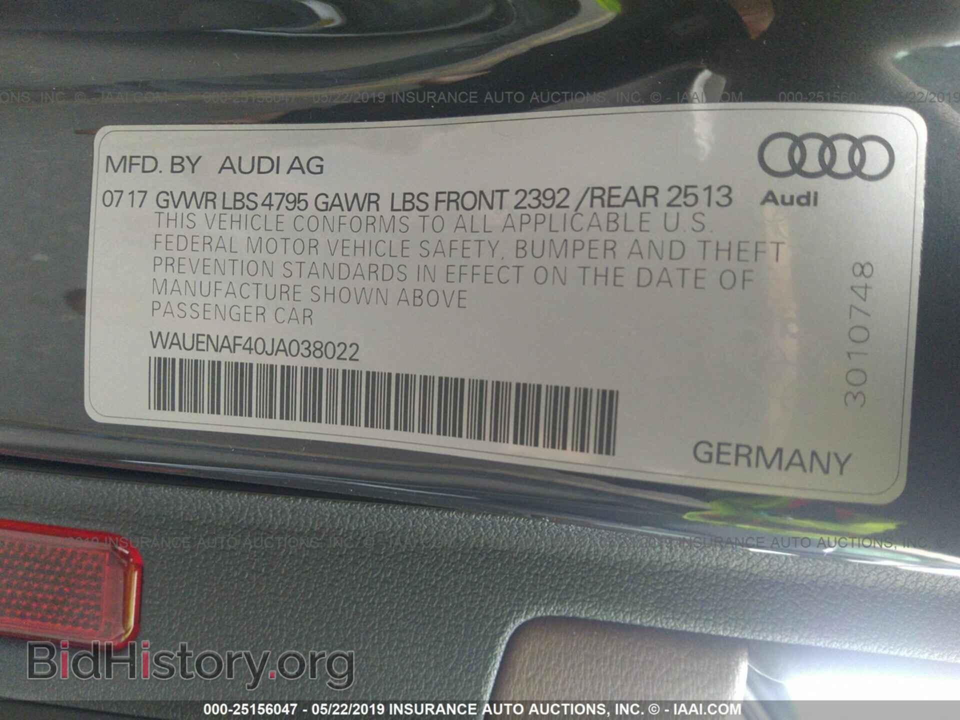 2018 AUDI A4 - VIN: WAUENAF40JA038022 - Фото 9