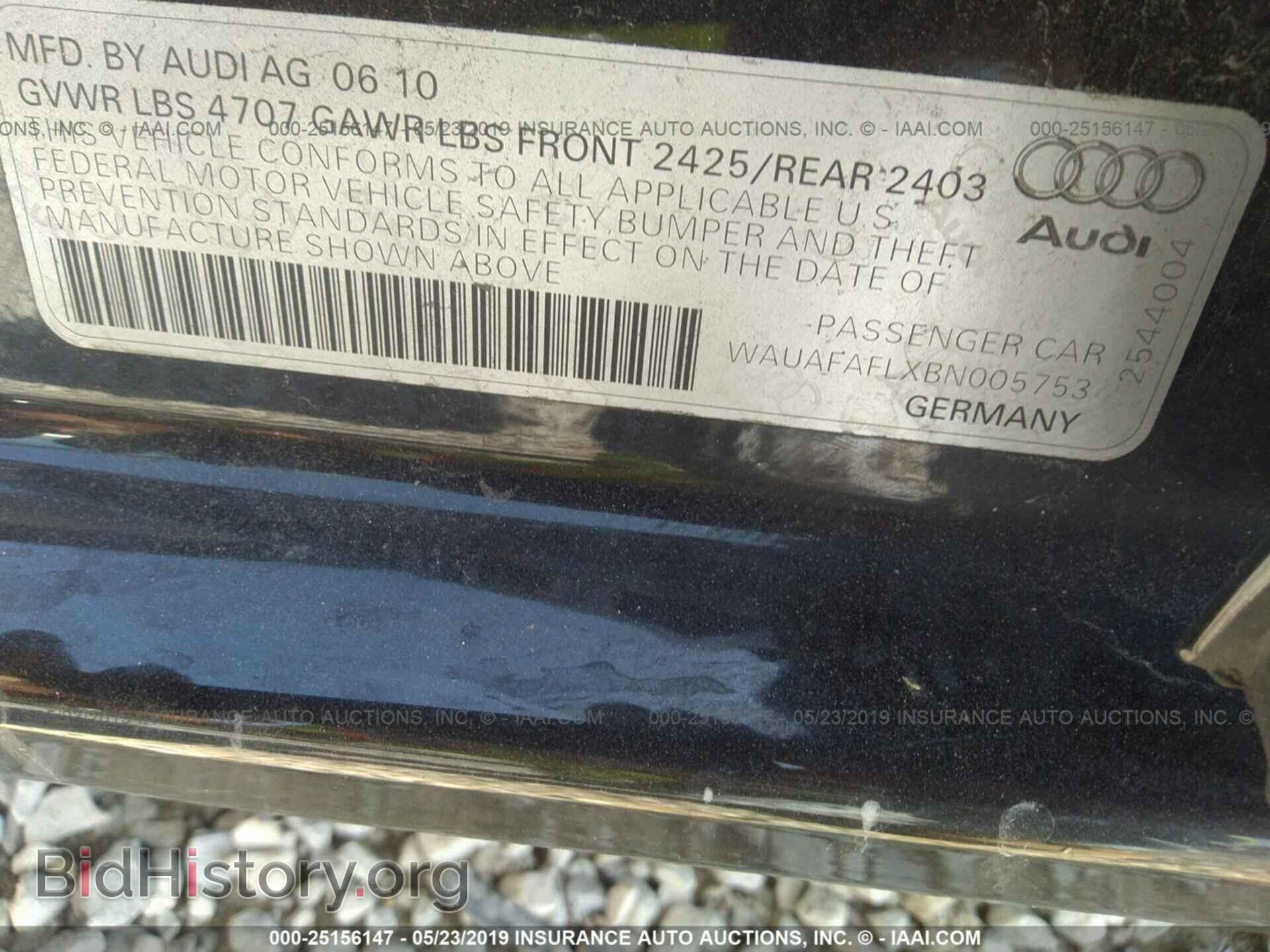 2011 AUDI A4 - VIN: WAUAFAFLXBN005753 - Photo 9