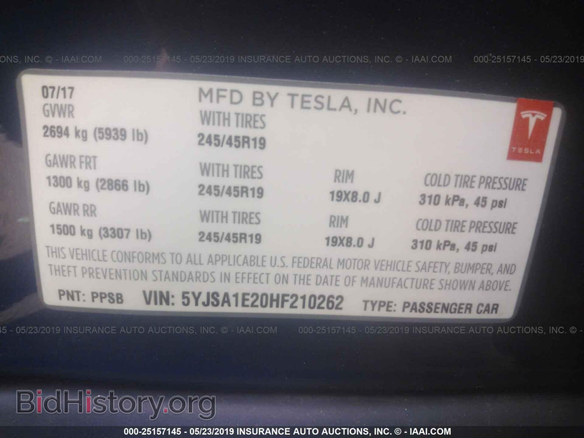 2017 TESLA MODEL S - VIN: 5YJSA1E20HF210262 - Photo 9