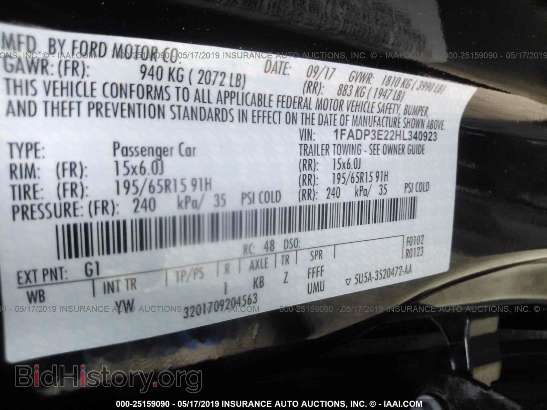 2017 FORD FOCUS - VIN: 1FADP3E22HL340923 - Photo 9
