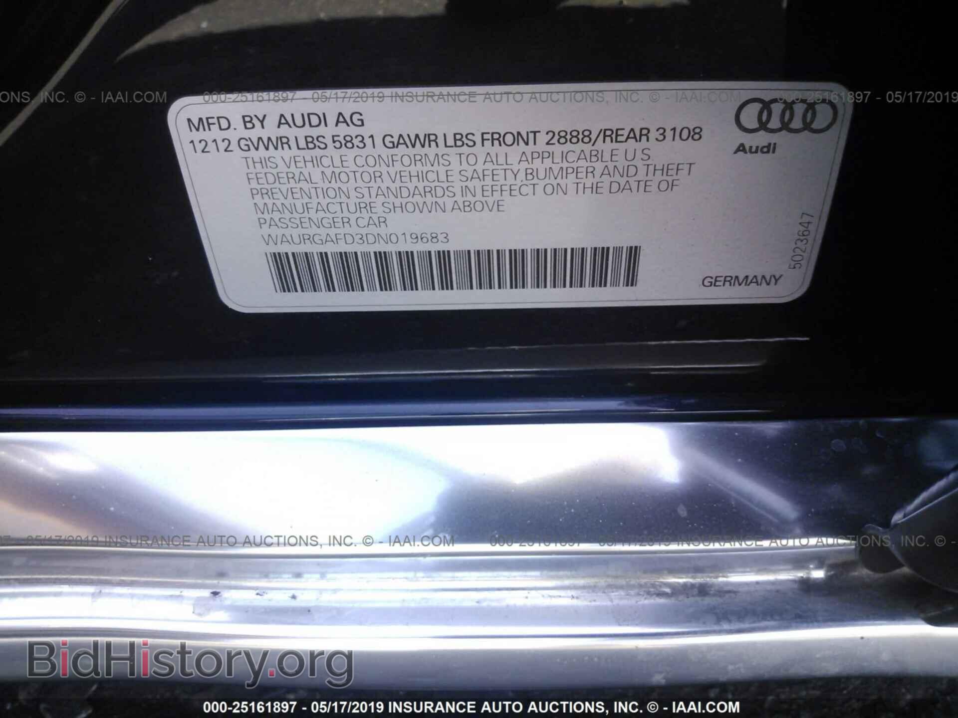 2013 AUDI A8 - VIN: WAURGAFD3DN019683 - Фото 9