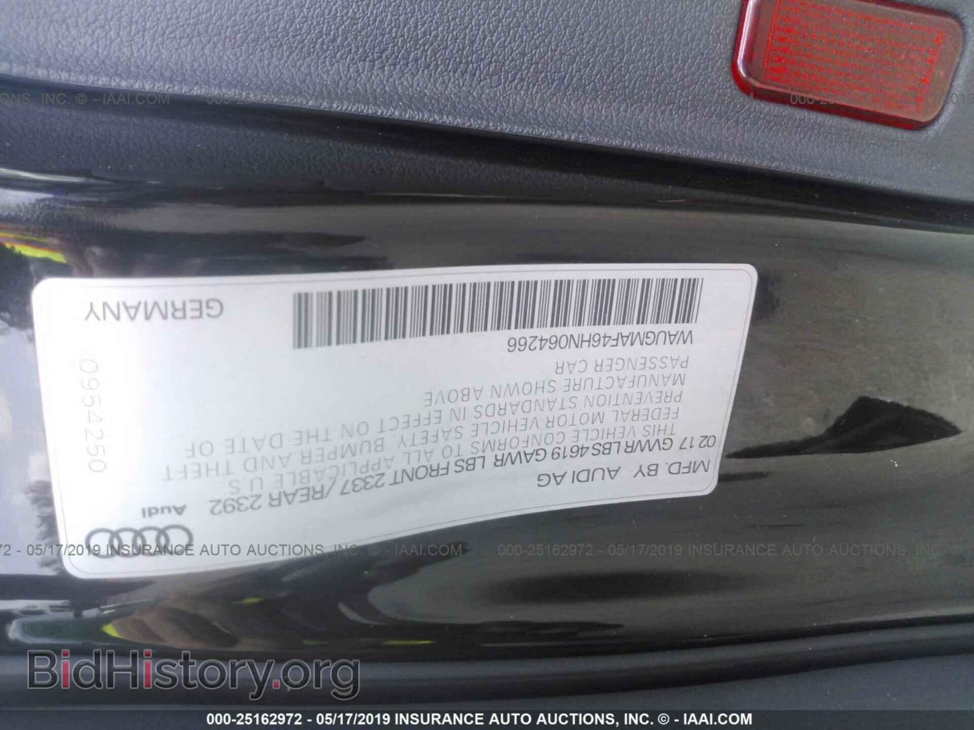 2017 AUDI A4 - VIN: WAUGMAF46HN064266 - Фото 9