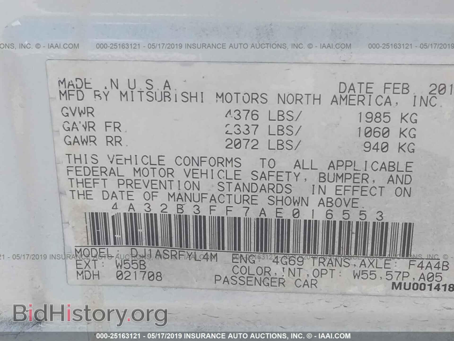 2010 MITSUBISHI GALANT - VIN: 4A32B3FF7AE016553 - Фото 9