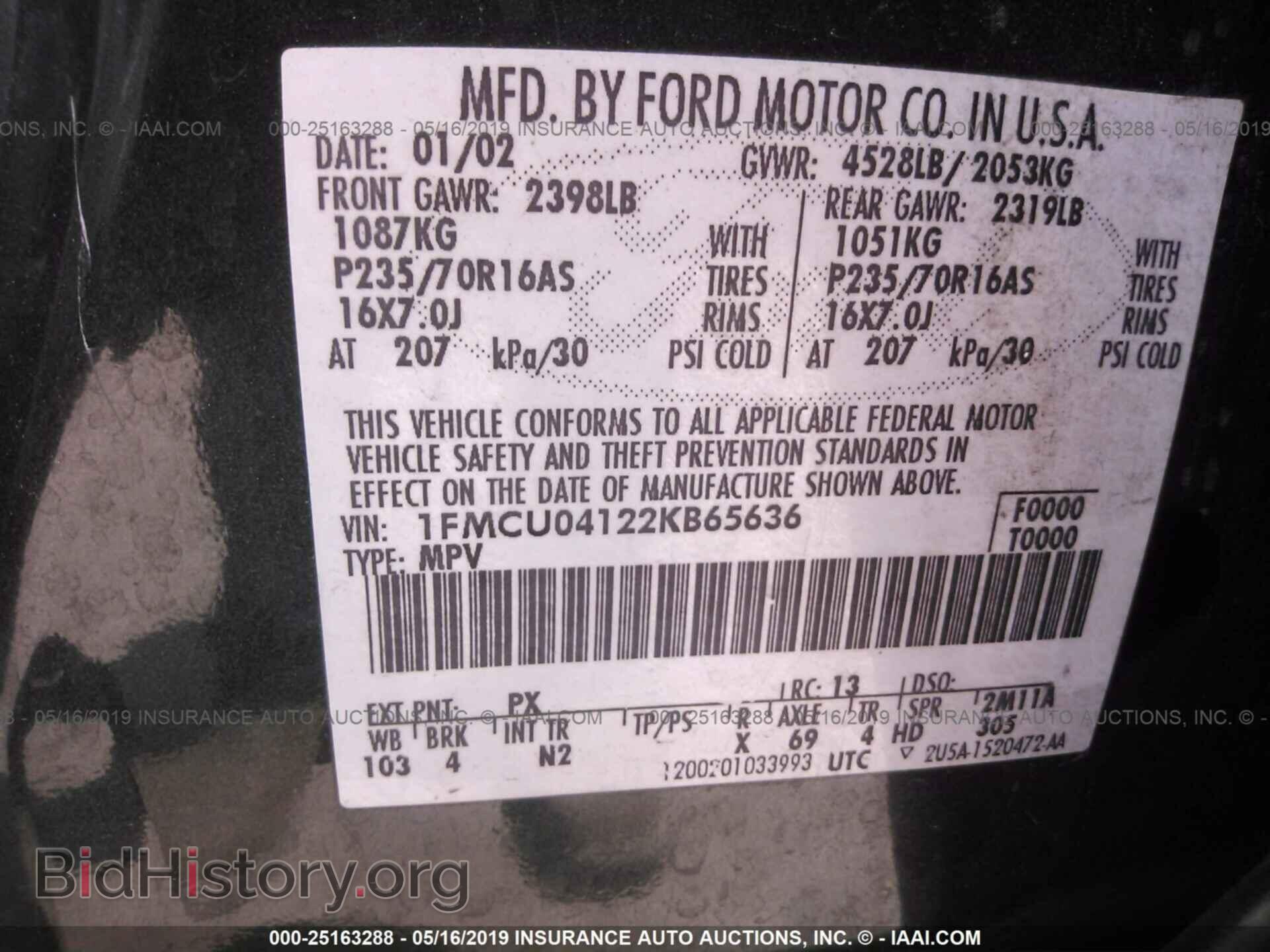 2002 FORD ESCAPE - VIN: 1FMCU04122KB65636 - Photo 9