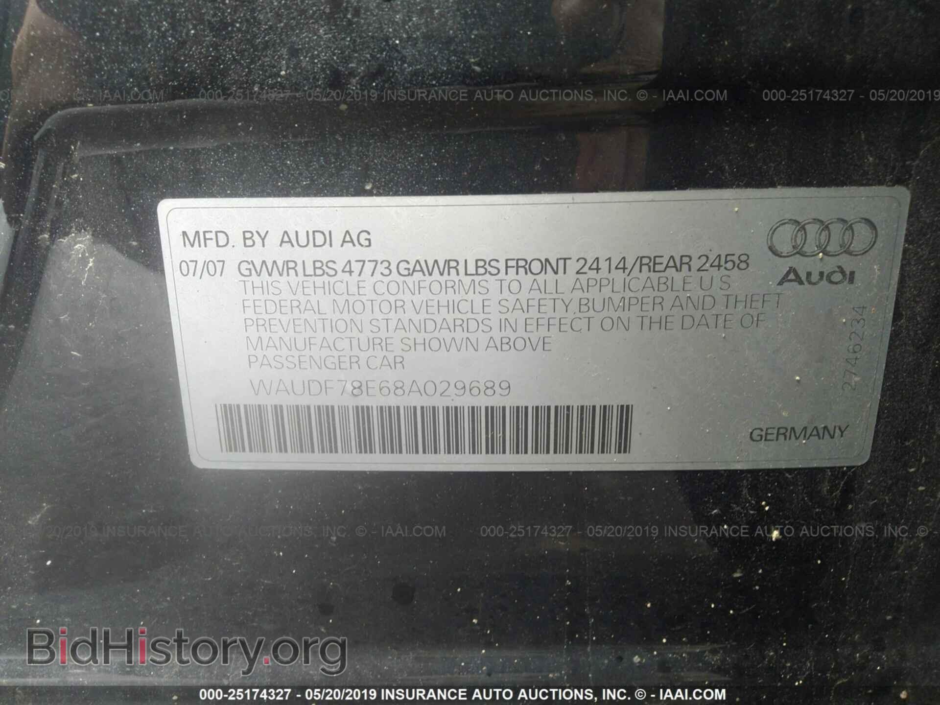 2008 AUDI A4 - VIN: WAUDF78E68A029689 - Фото 9