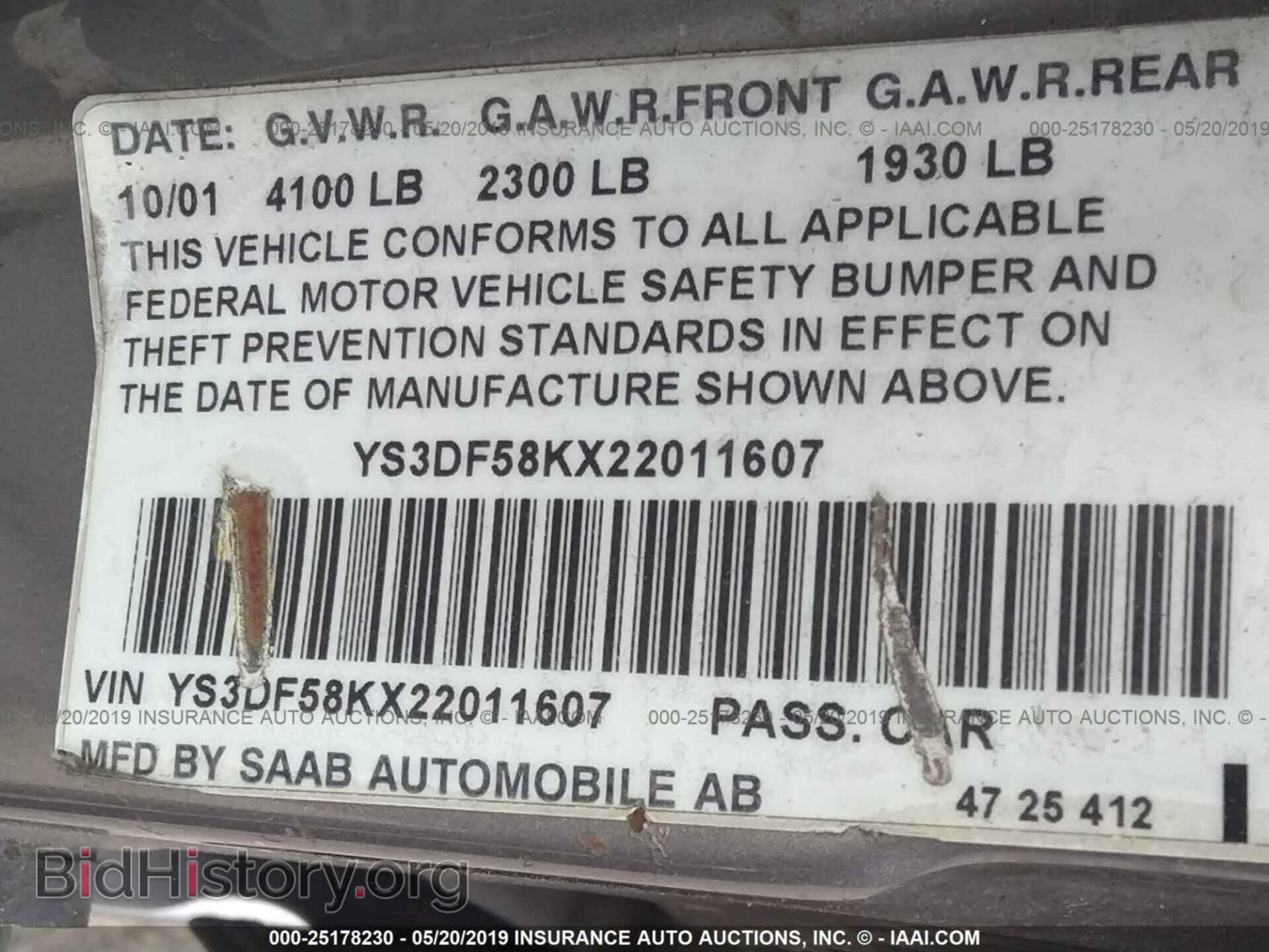 2002 SAAB 9-3 - VIN: YS3DF58KX22011607 - Фото 9