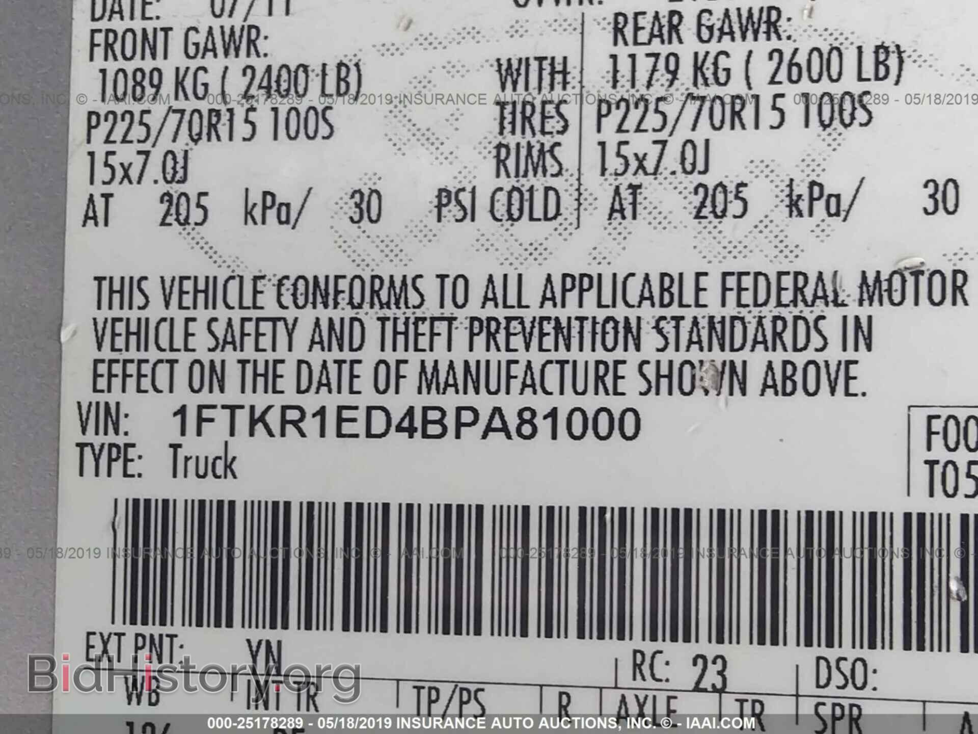 2011 FORD RANGER - VIN: 1FTKR1ED4BPA81000 - Фото 9
