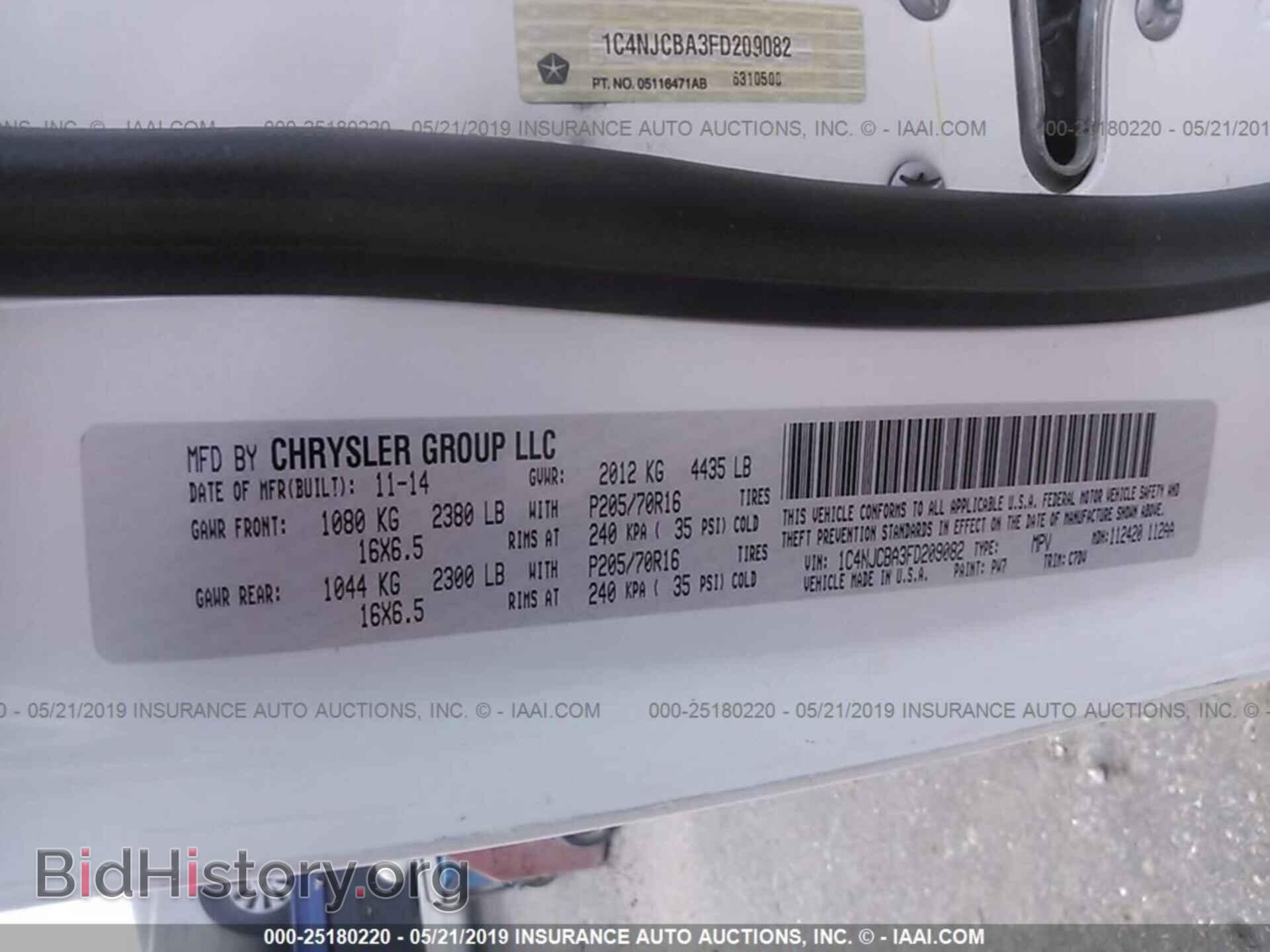 2015 JEEP COMPASS - VIN: 1C4NJCBA3FD209082 - Фото 9