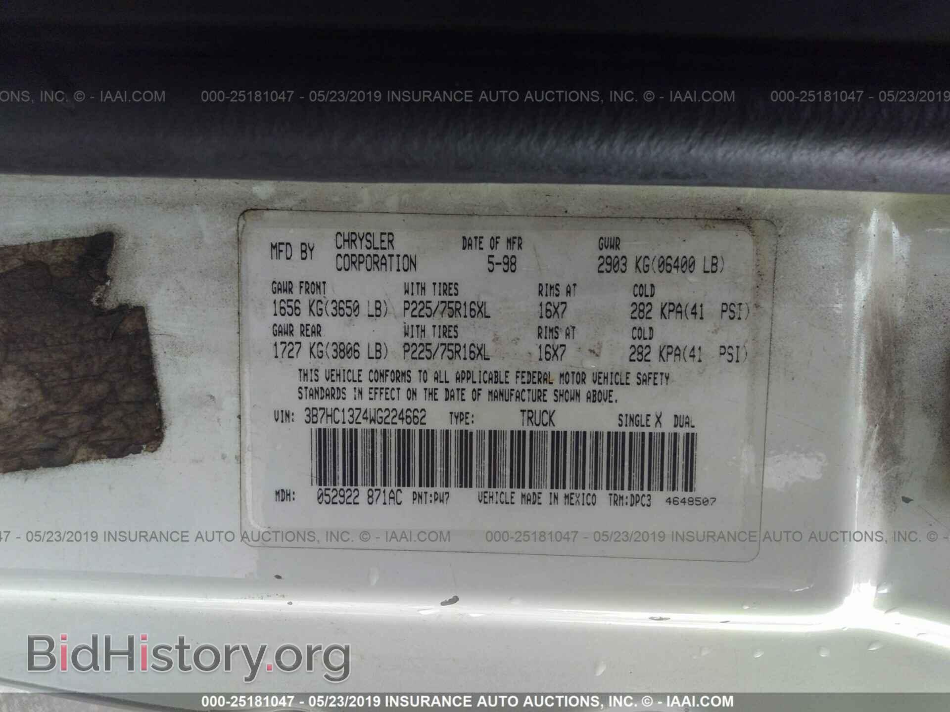 1998 DODGE RAM 1500 - VIN: 3B7HC13Z4WG224662 - Photo 9