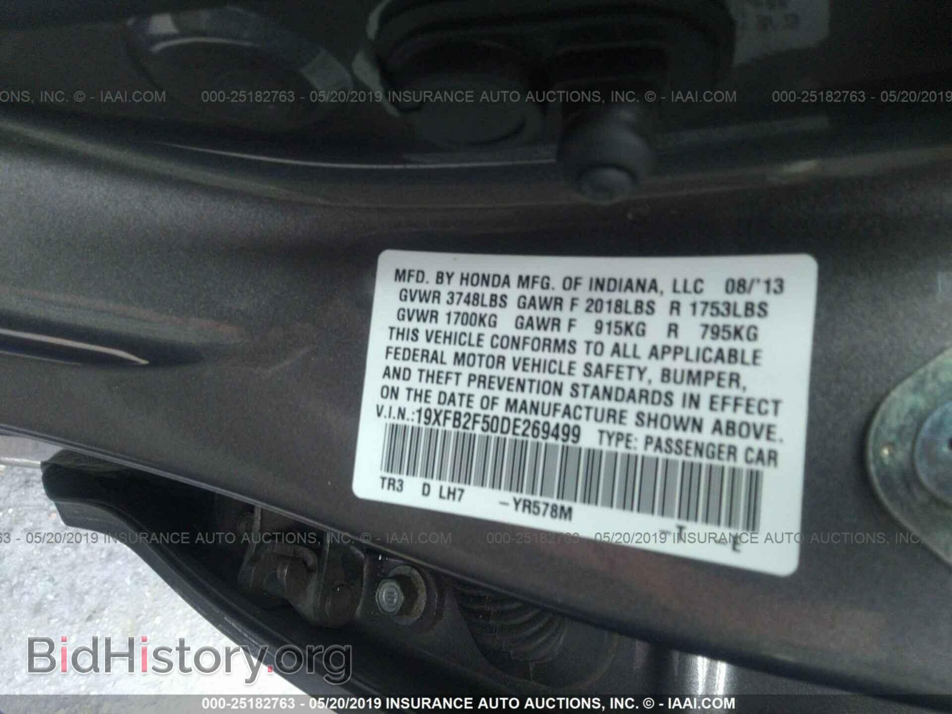 2013 HONDA CIVIC - VIN: 19XFB2F50DE269499 - Фото 9