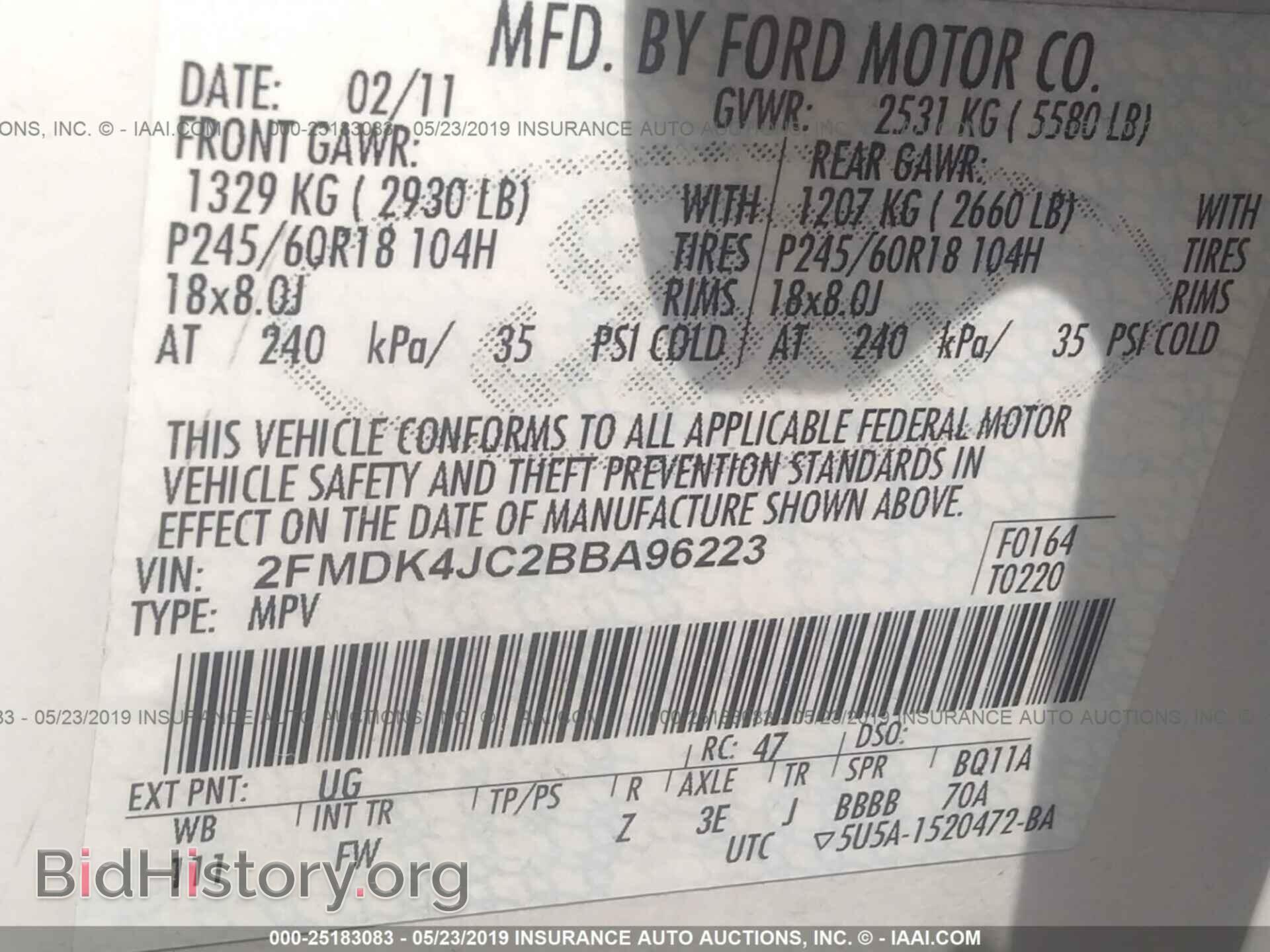 2011 FORD EDGE - VIN: 2FMDK4JC2BBA96223 - Photo 9