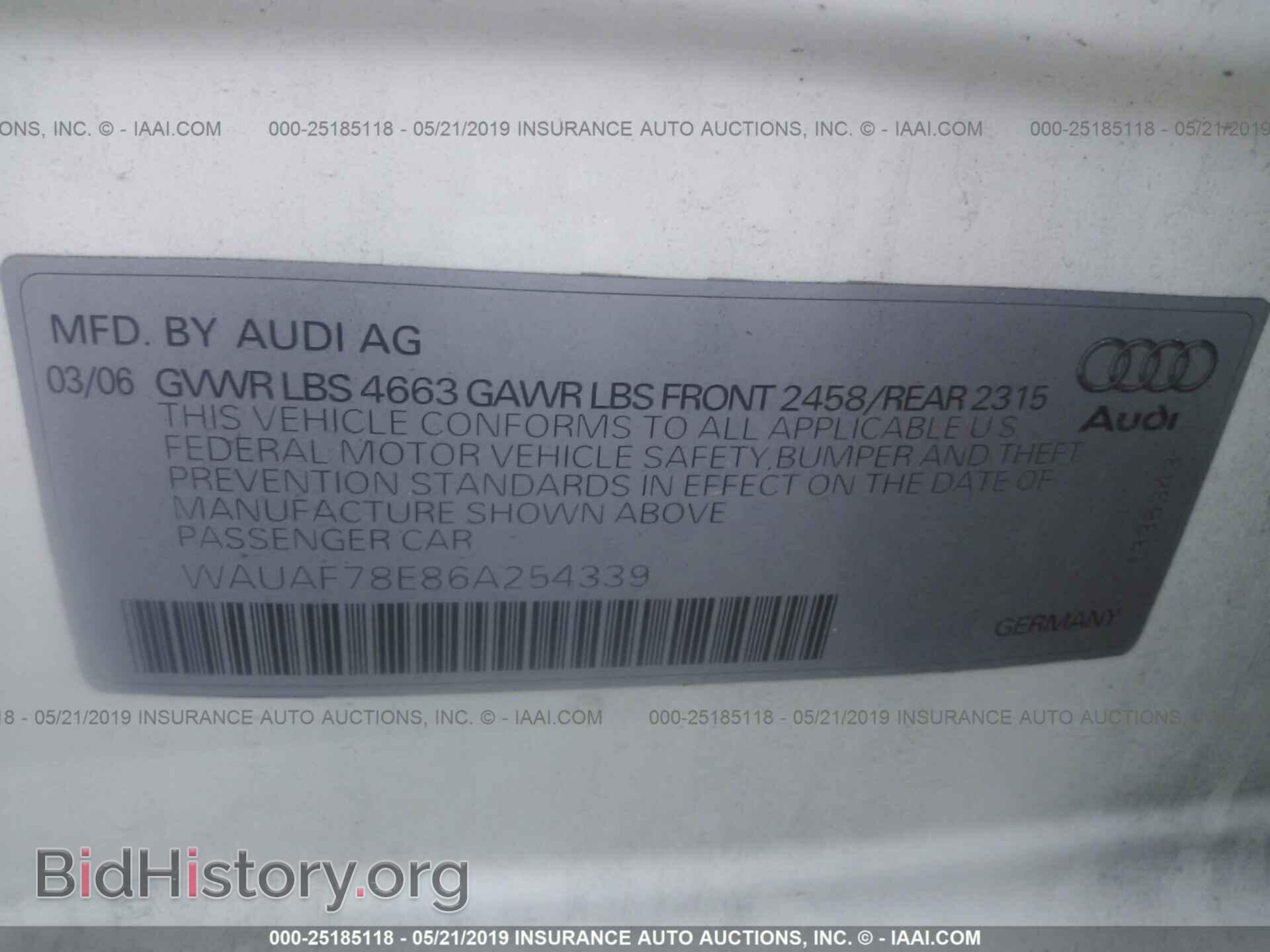 2006 Audi A4 - VIN: WAUAF78E86A254339 - Фото 9