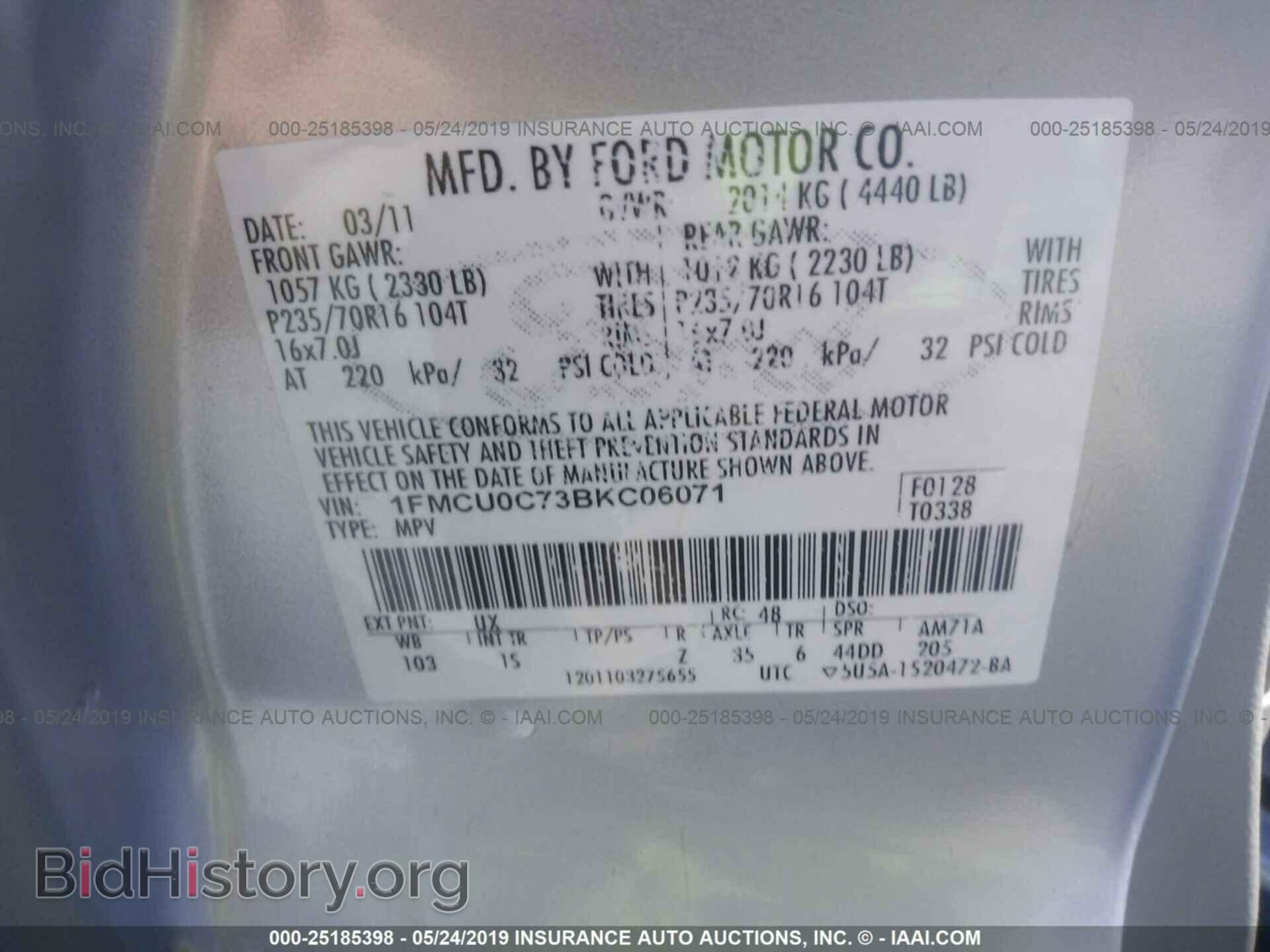 2011 FORD ESCAPE - VIN: 1FMCU0C73BKC06071 - Photo 9