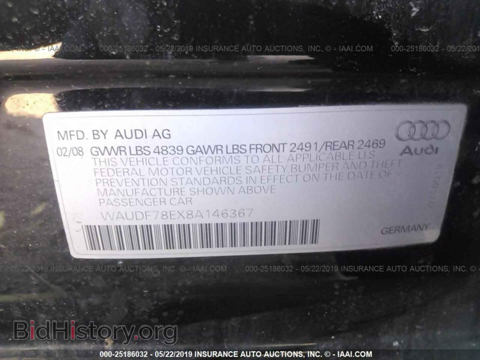 2008 AUDI A4 - VIN: WAUDF78EX8A146367 - Фото 9